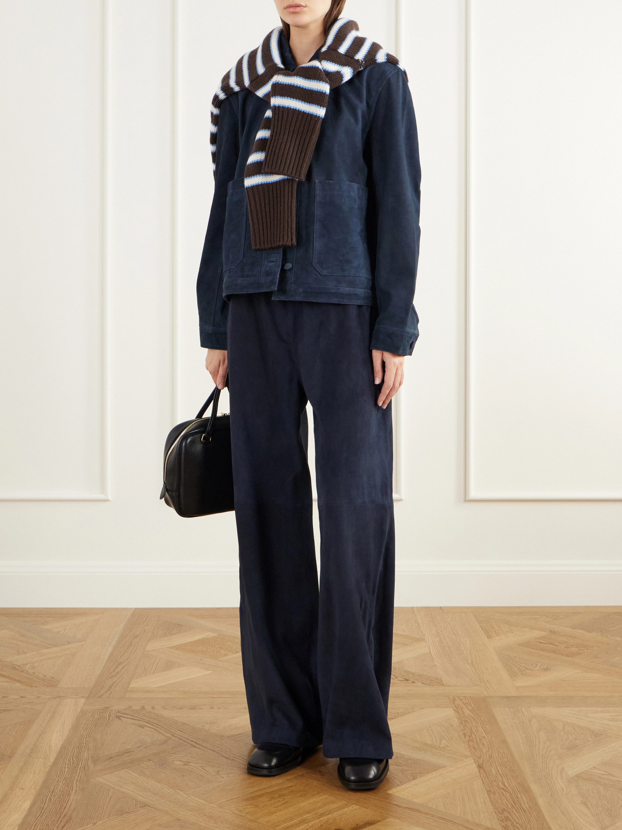 La Ligne Colby paneled suede wide-leg pants