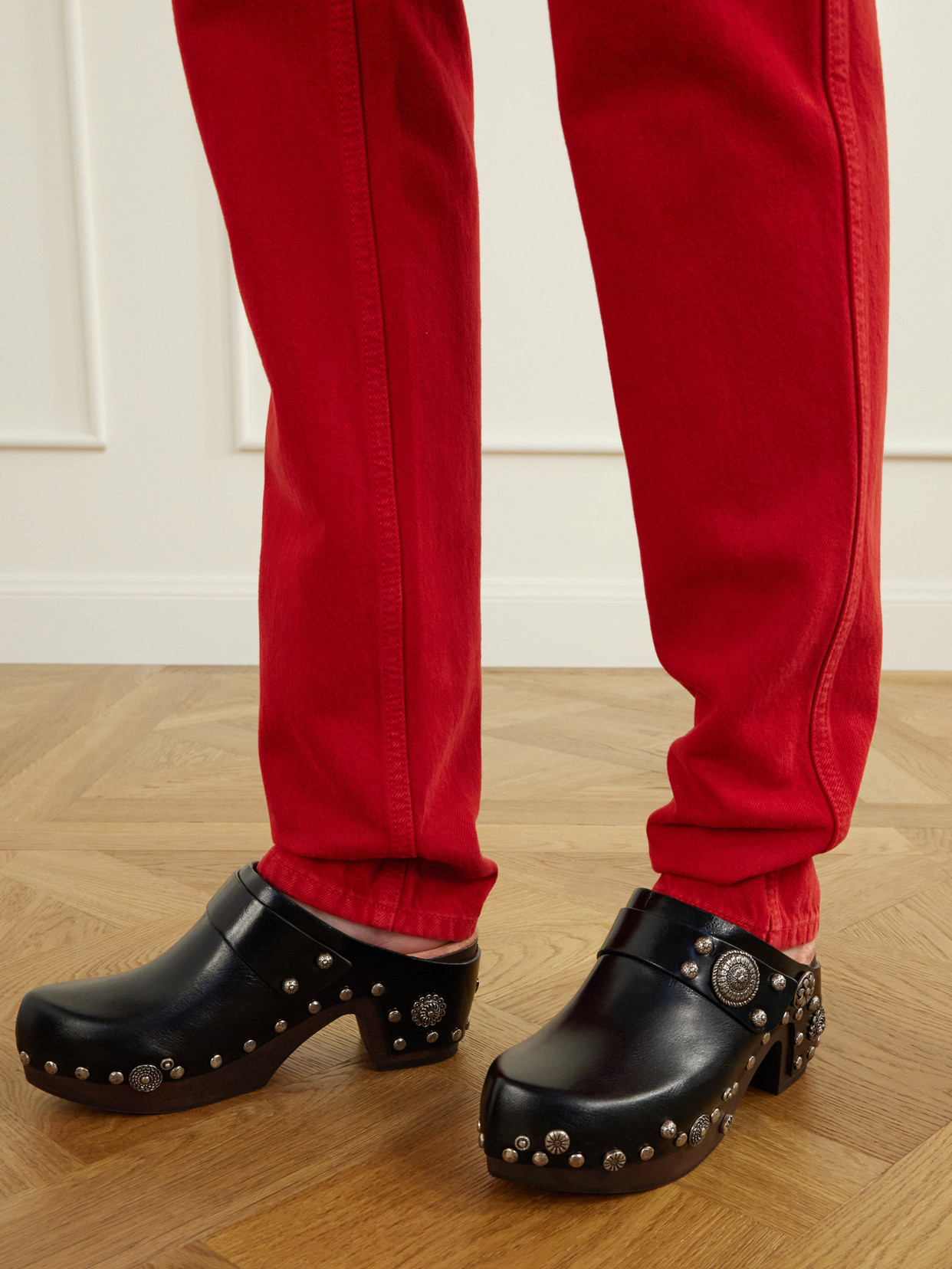 Chloé - Talis Embellished Leather Clogs