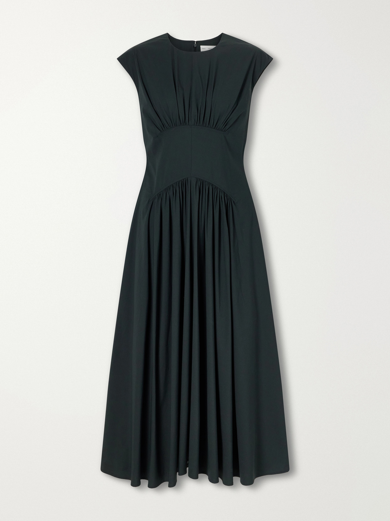Proenza Schouler White Label Nyssa Gathered Stretch Cotton-blend Midi Dress In Green