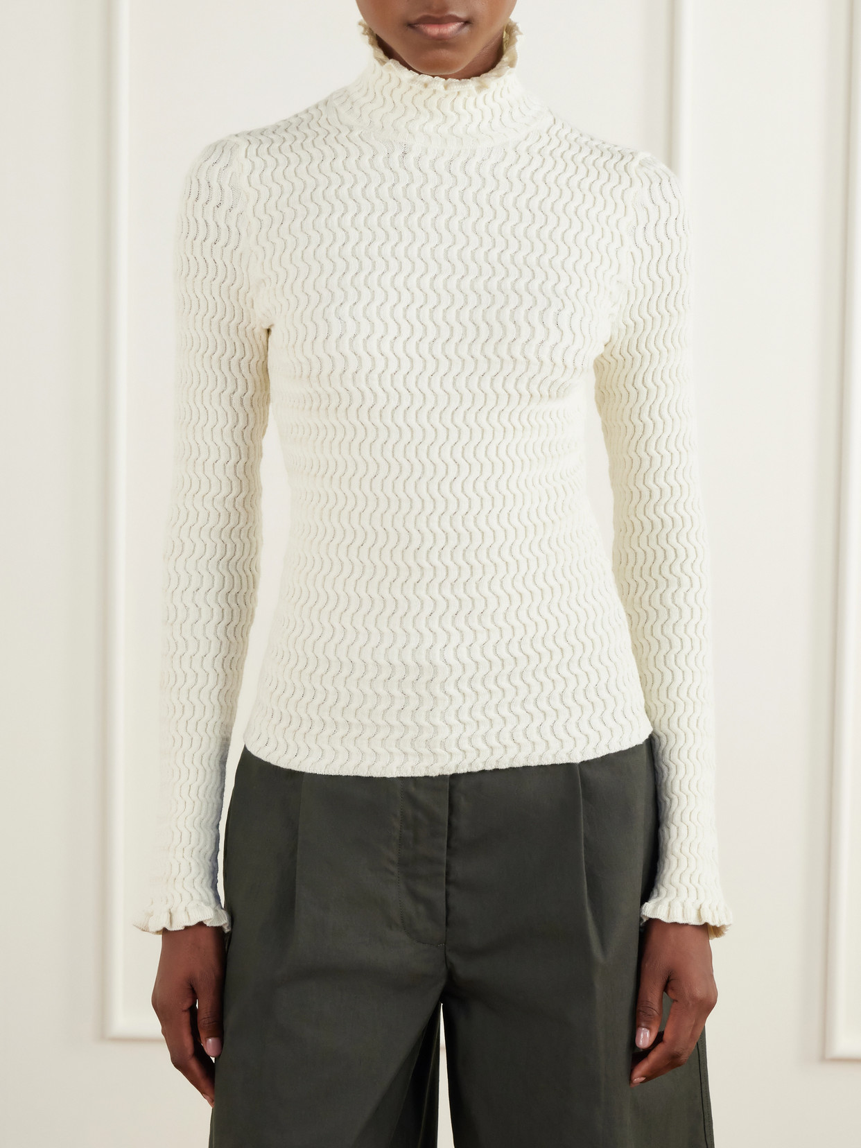 White Label - Juniper Turtleneck Cable-Knit Cotton-Blend Sweater