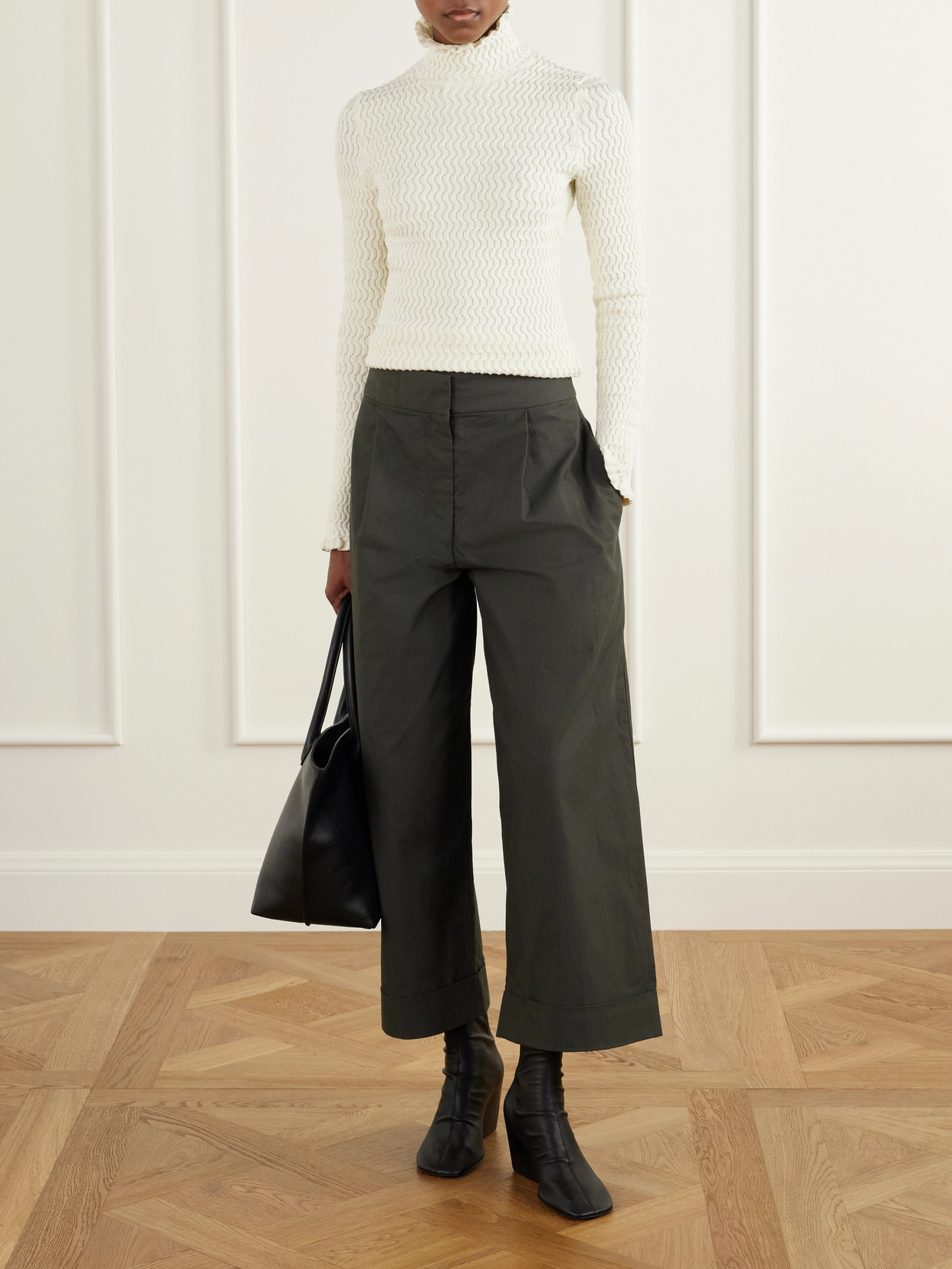 White Label - Juniper Turtleneck Cable-Knit Cotton-Blend Sweater