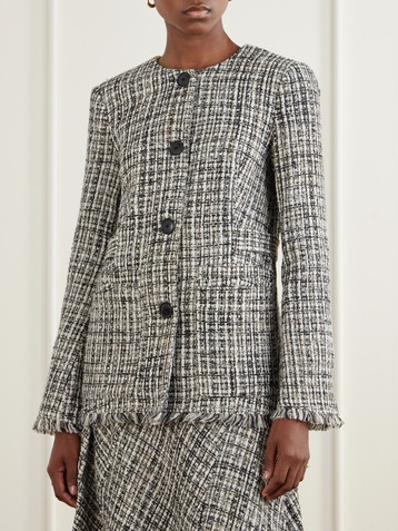Proenza Schouler White Label Aurelia fringed checked tweed jacket
