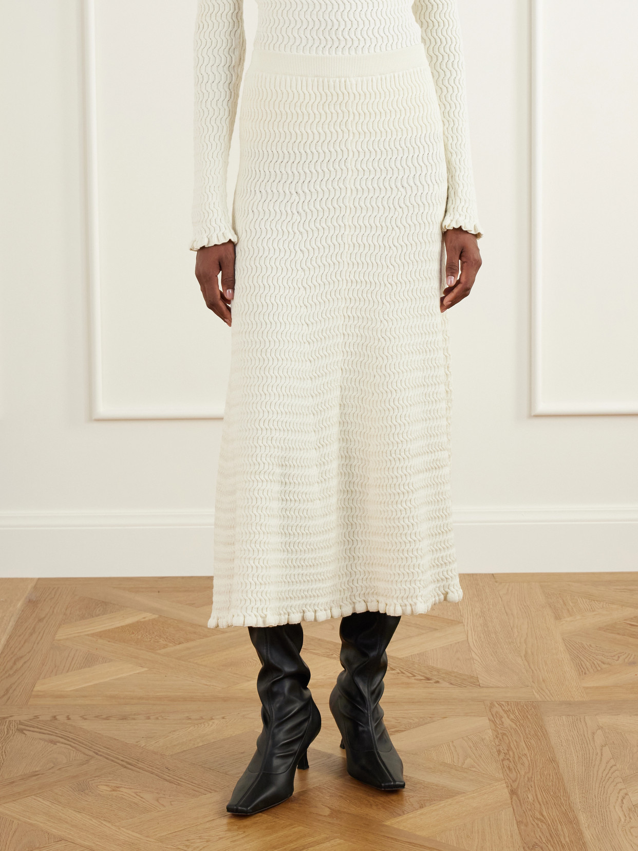 White Label - Magnolia Cable-Knit Cotton-Blend Midi