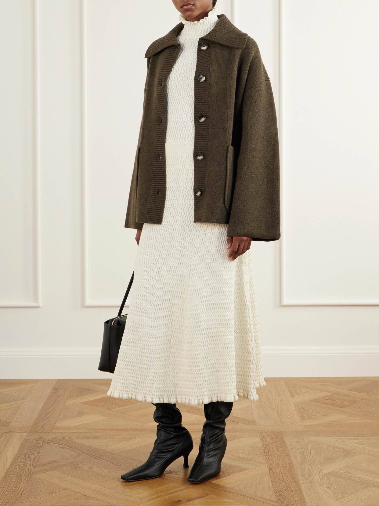 White Label - Magnolia Cable-Knit Cotton-Blend Midi