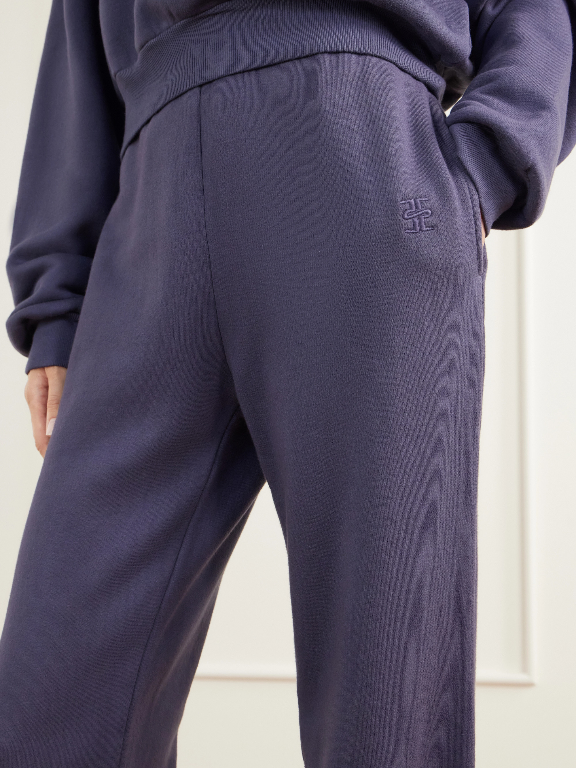 ÉTERNE Logo-embroidered French cotton and modal-blend terry tapered sweatpants