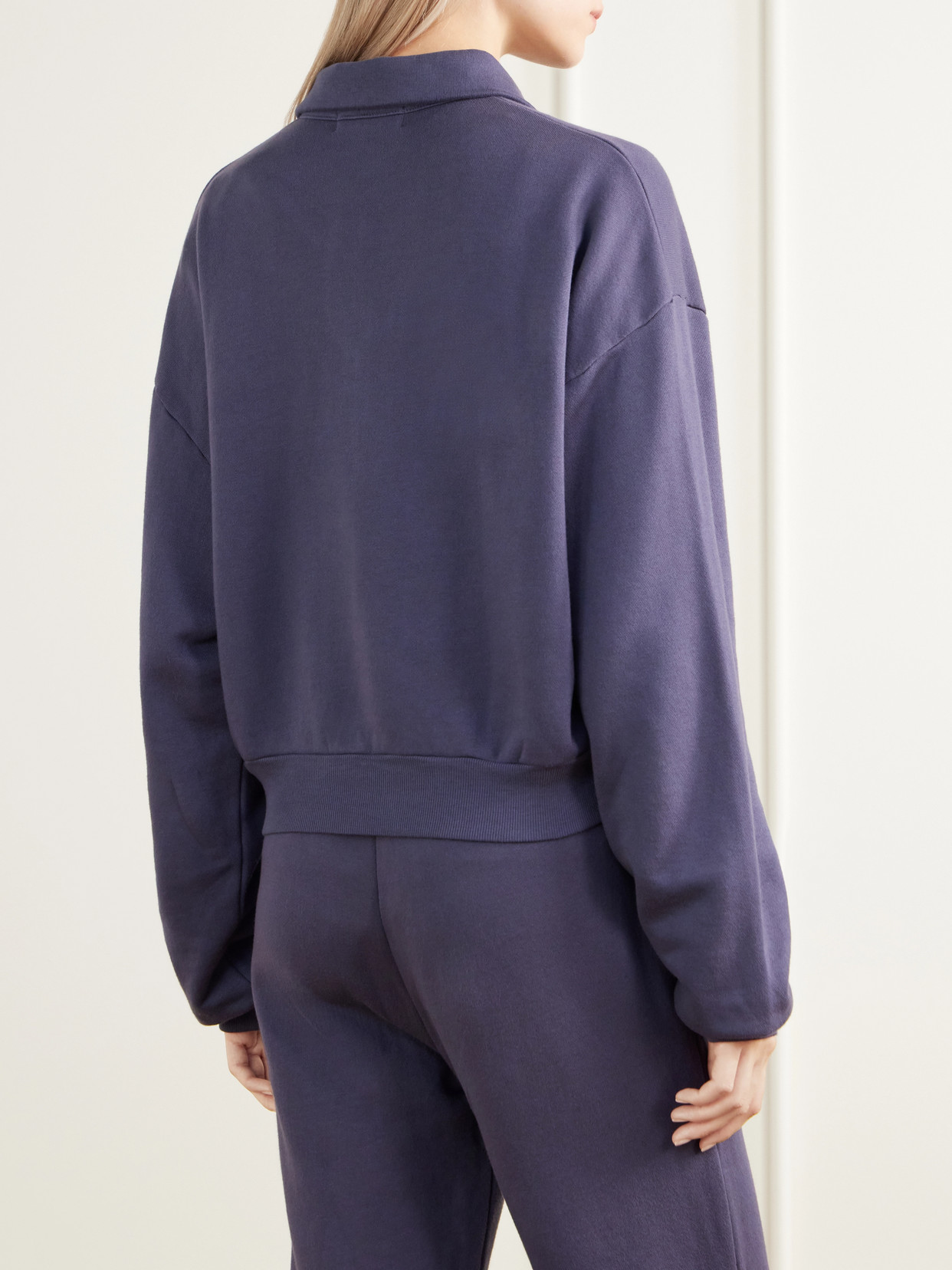 Éterne - Cropped Cotton And Modal-Blend Terry Polo Sweatshirt