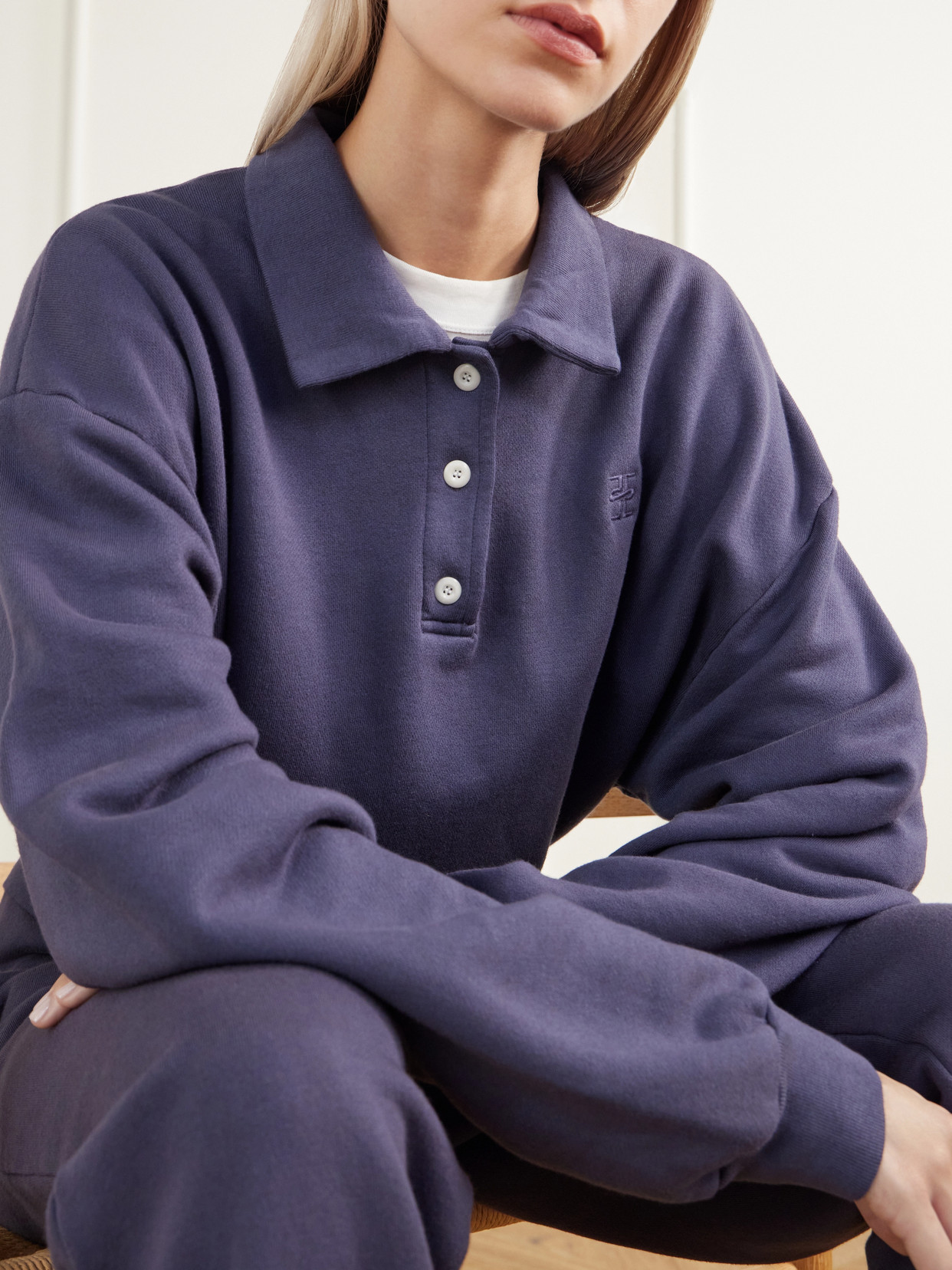 Éterne - Cropped Cotton And Modal-Blend Terry Polo Sweatshirt