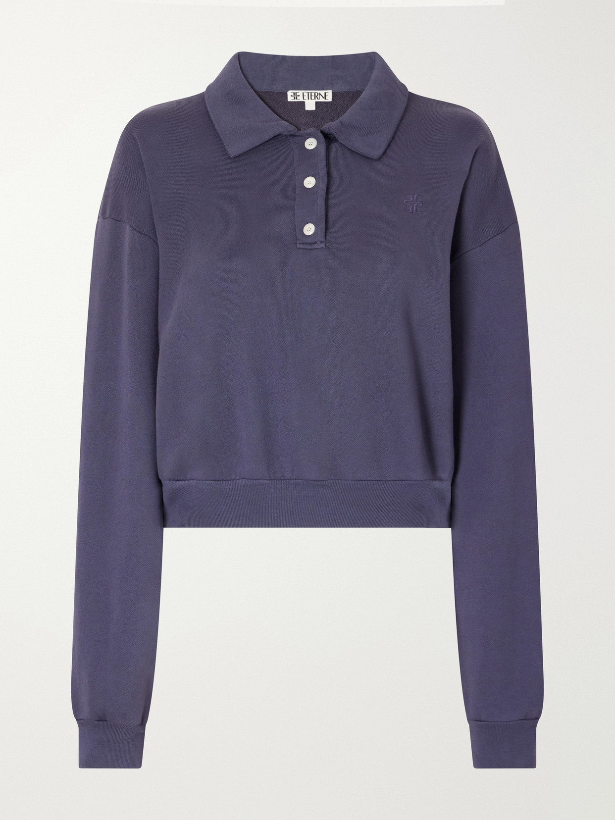Éterne - Cropped Cotton And Modal-Blend Terry Polo Sweatshirt