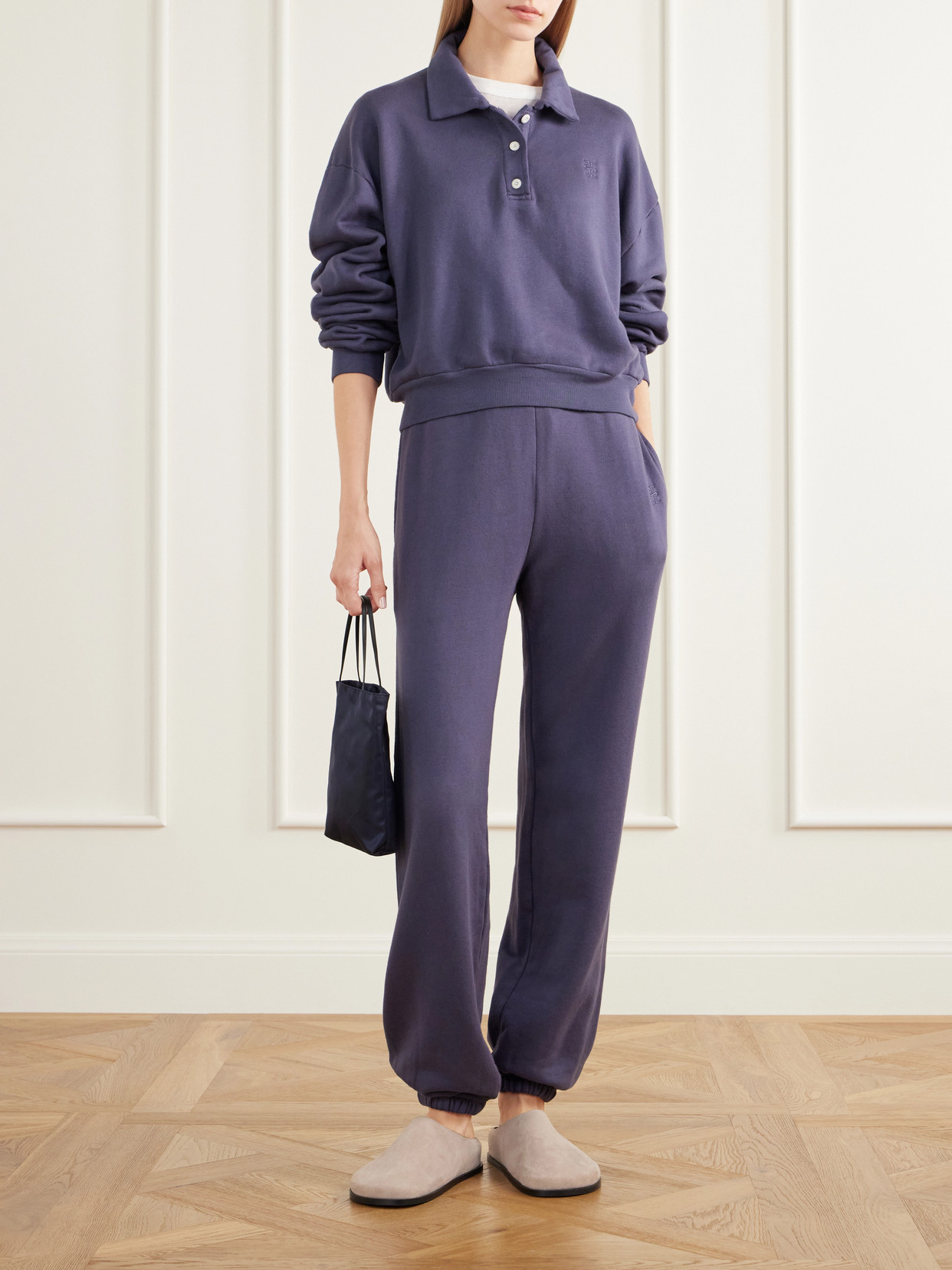 Éterne - Cropped Cotton And Modal-Blend Terry Polo Sweatshirt