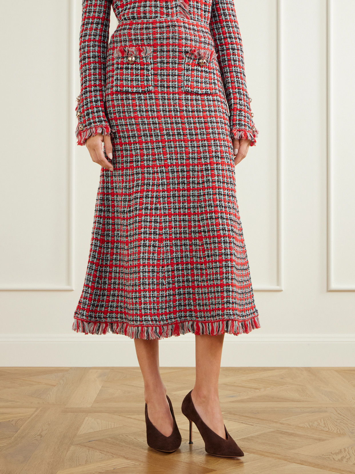Frayed Cotton-Blend Tweed Midi