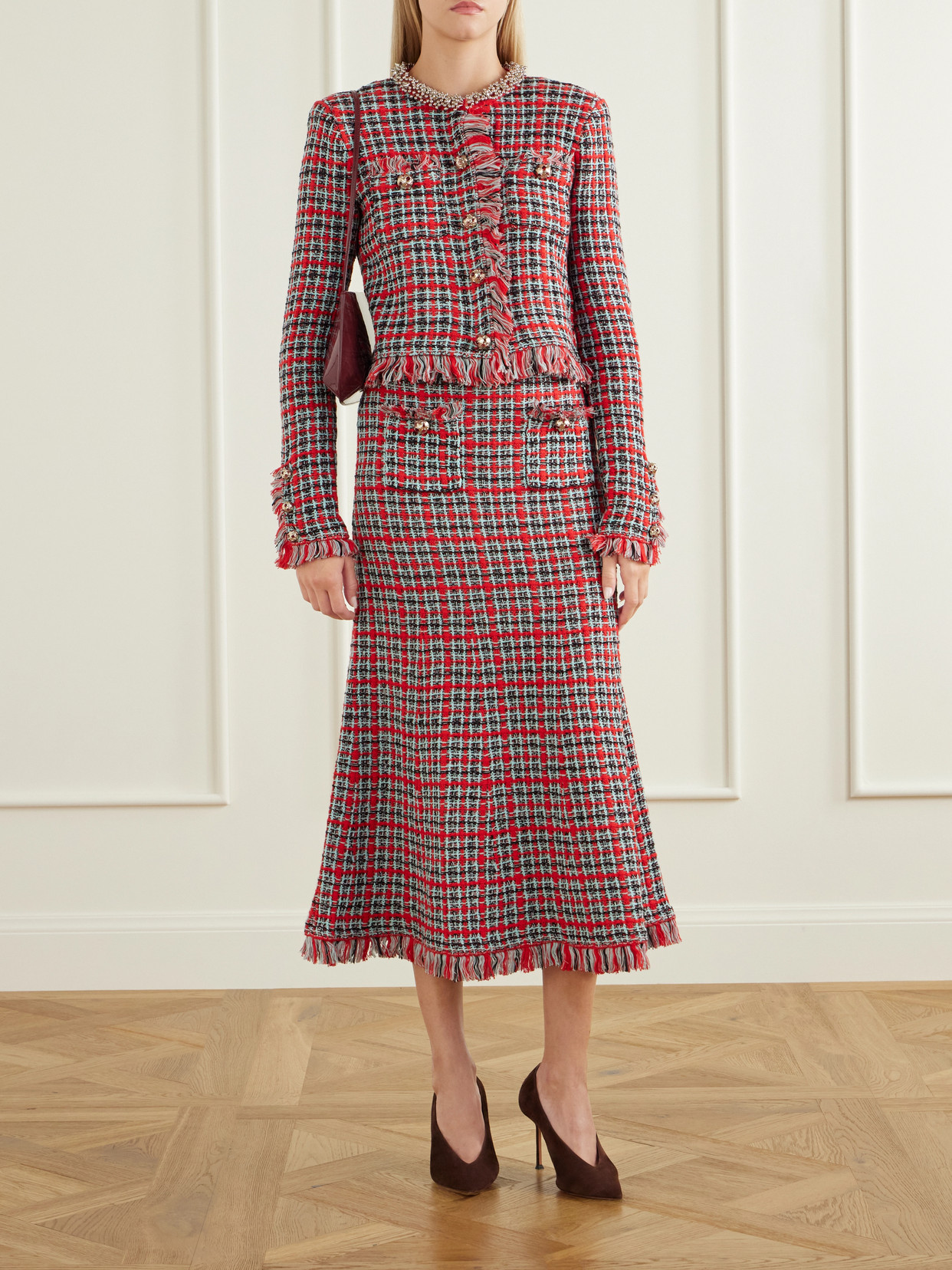 Frayed Cotton-Blend Tweed Midi