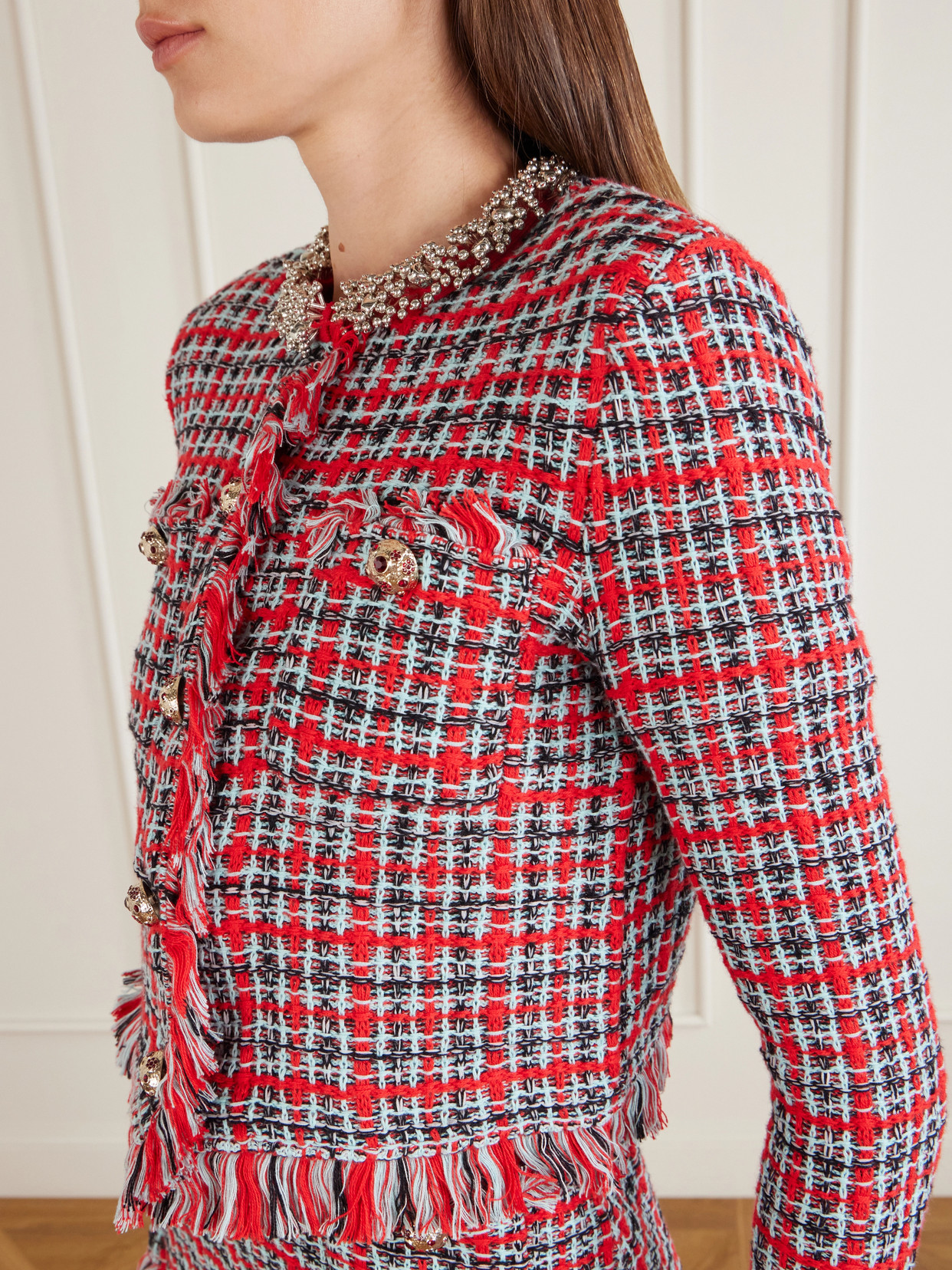 Cotton And Wool-Blend Bouclé-Knit Frayed Jacket