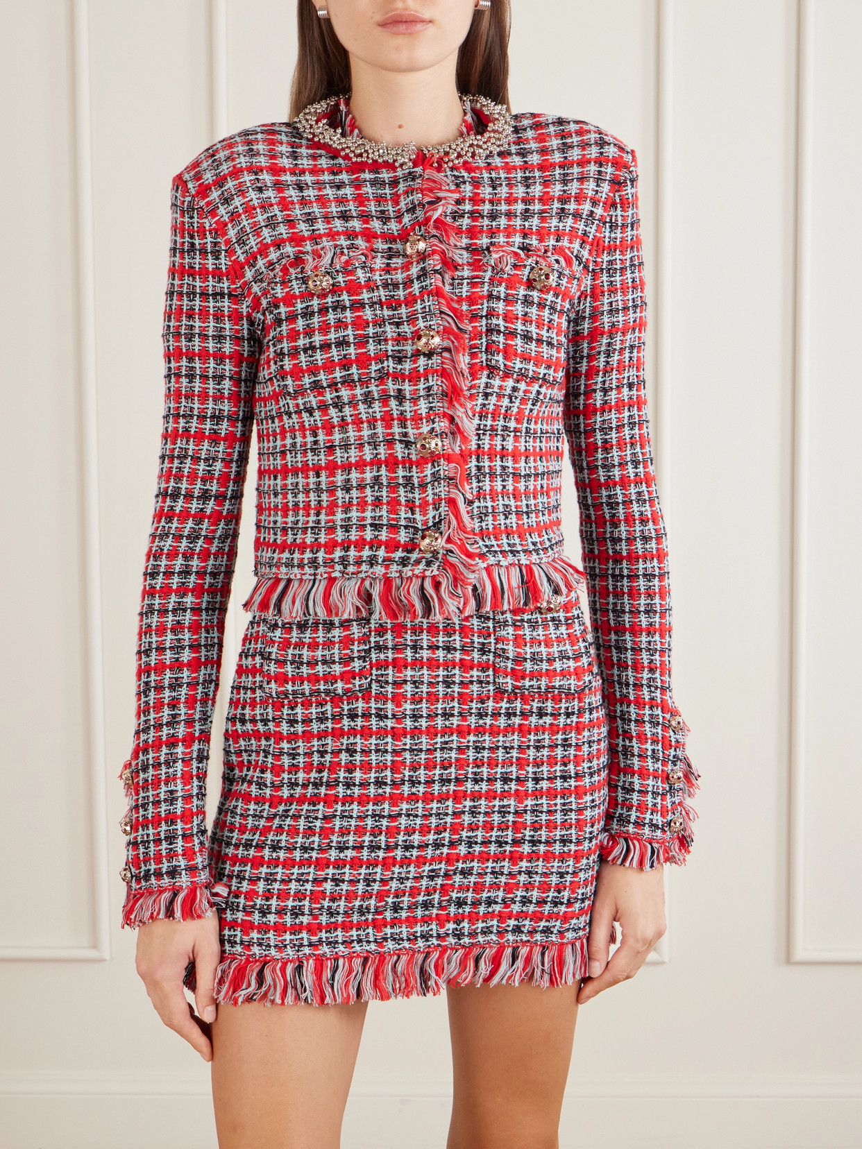 Cotton And Wool-Blend Bouclé-Knit Frayed Jacket