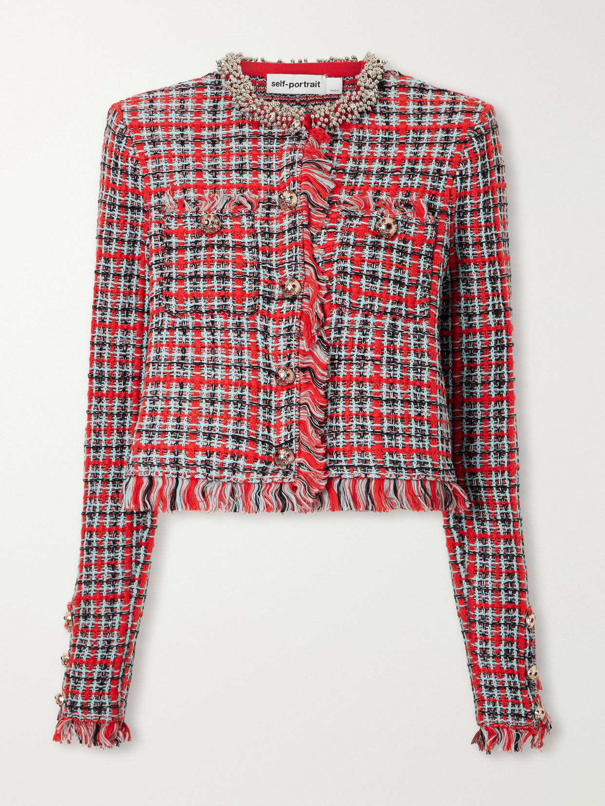 Cotton And Wool-Blend Bouclé-Knit Frayed Jacket
