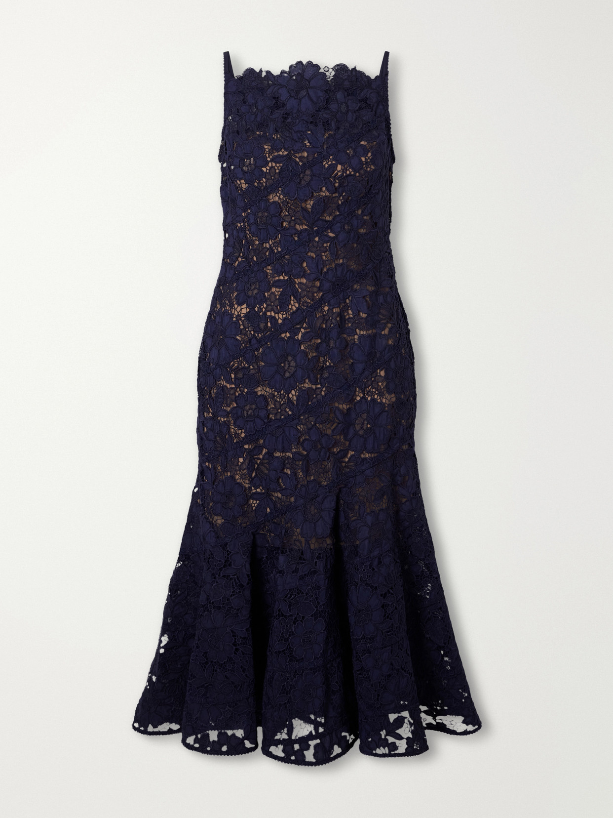 Self-portrait Scalloped Lace Midi Dress In Blue
