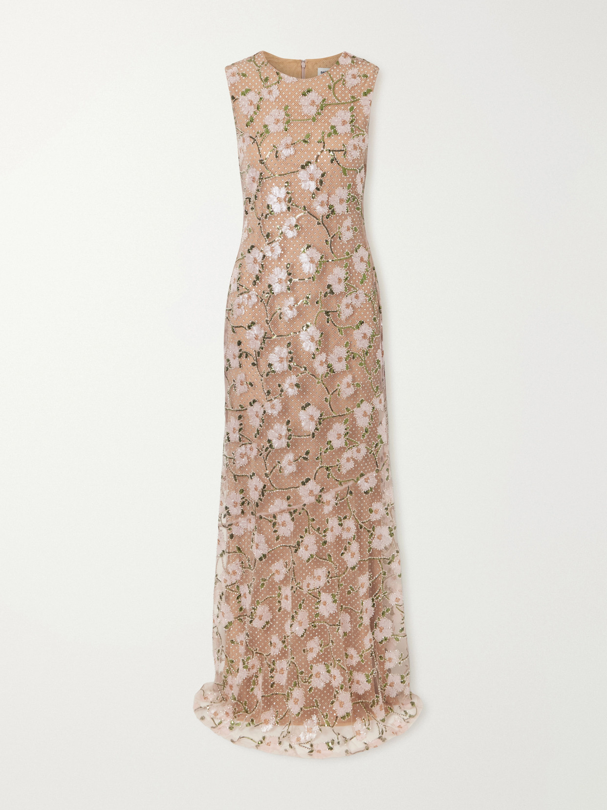 Self-portrait Sequin-embellished Mesh Maxi Dress In Pink