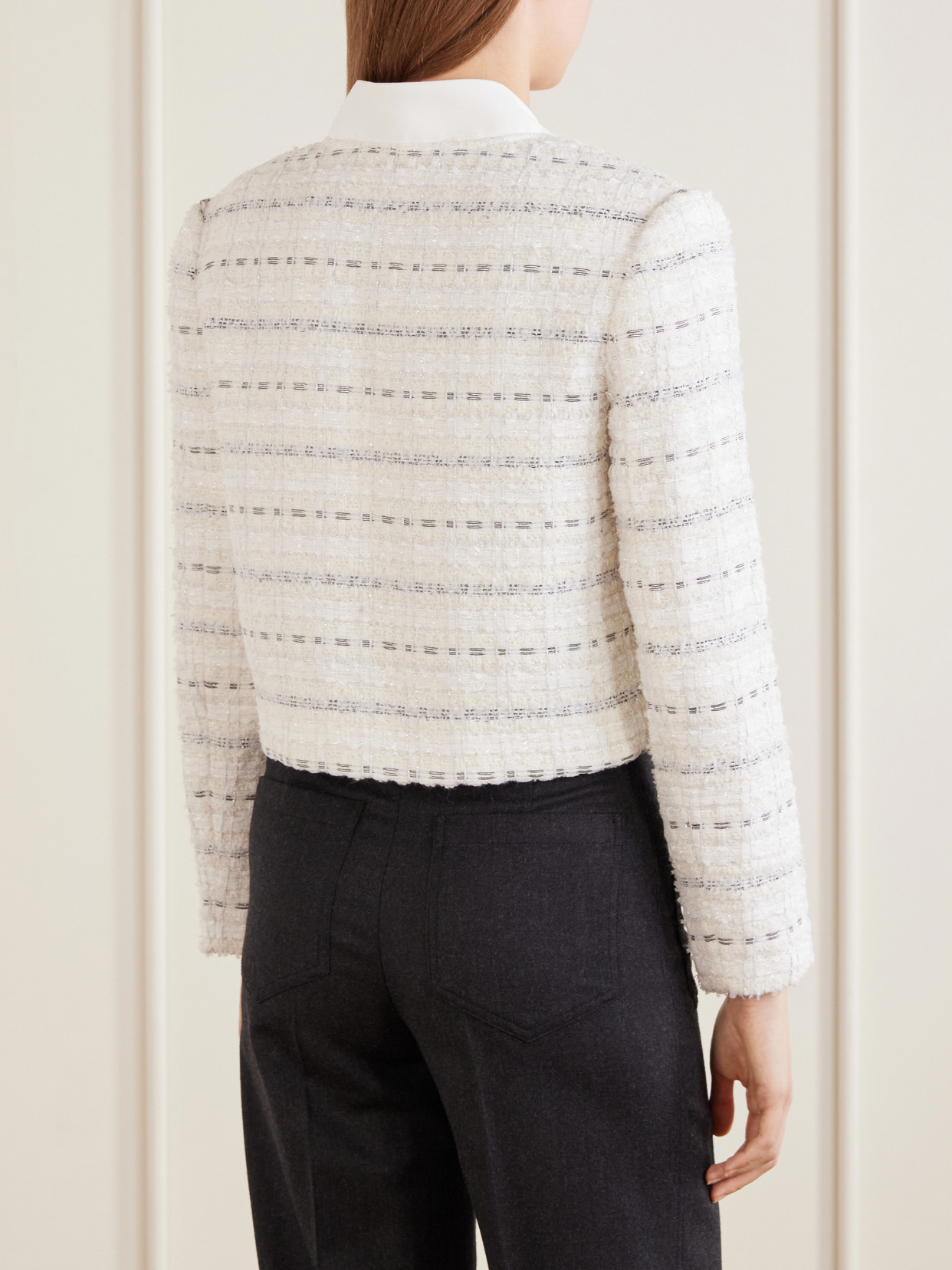 Cropped Metallic Bouclè Jacket