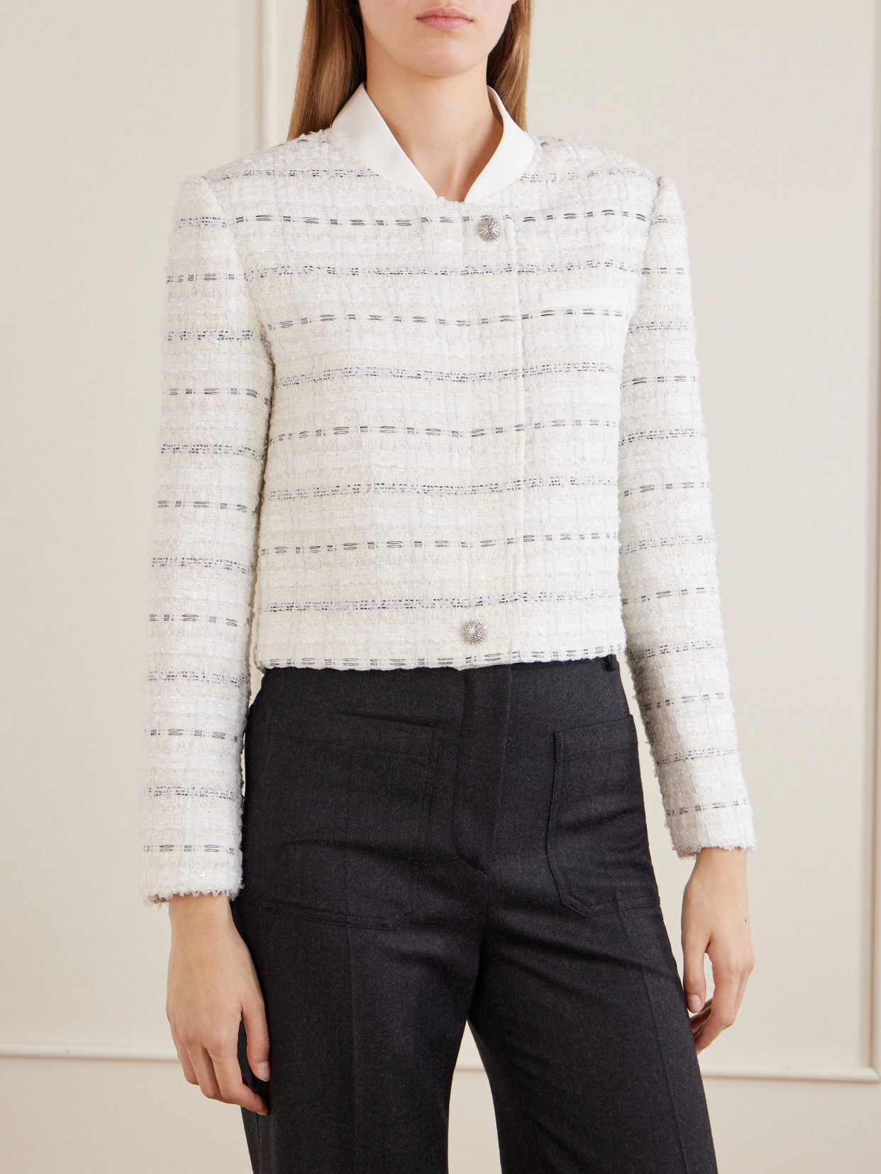 Cropped Metallic Bouclè Jacket