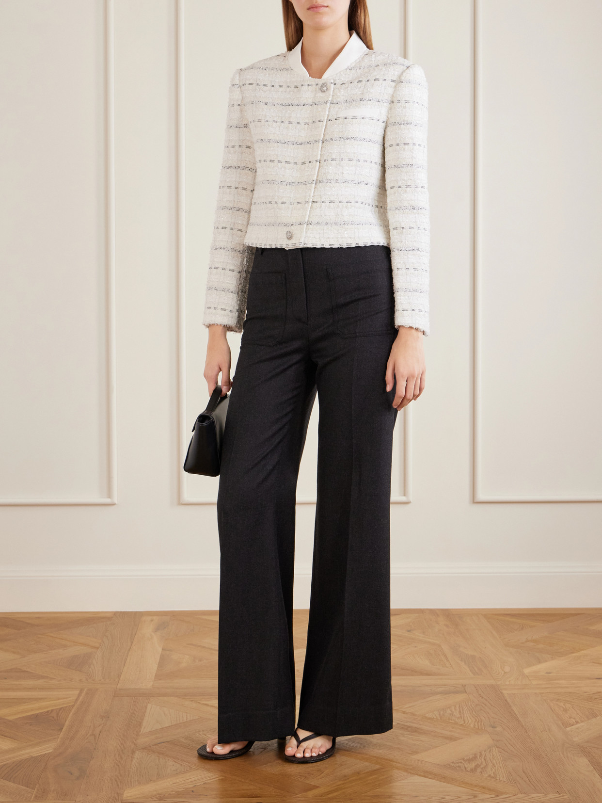 Cropped Metallic Bouclè Jacket