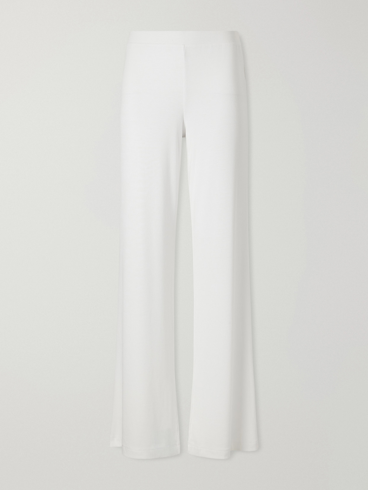 ÉTERNE - Easy Lounge Ribbed-knit Jersey Wide-leg Pants - White