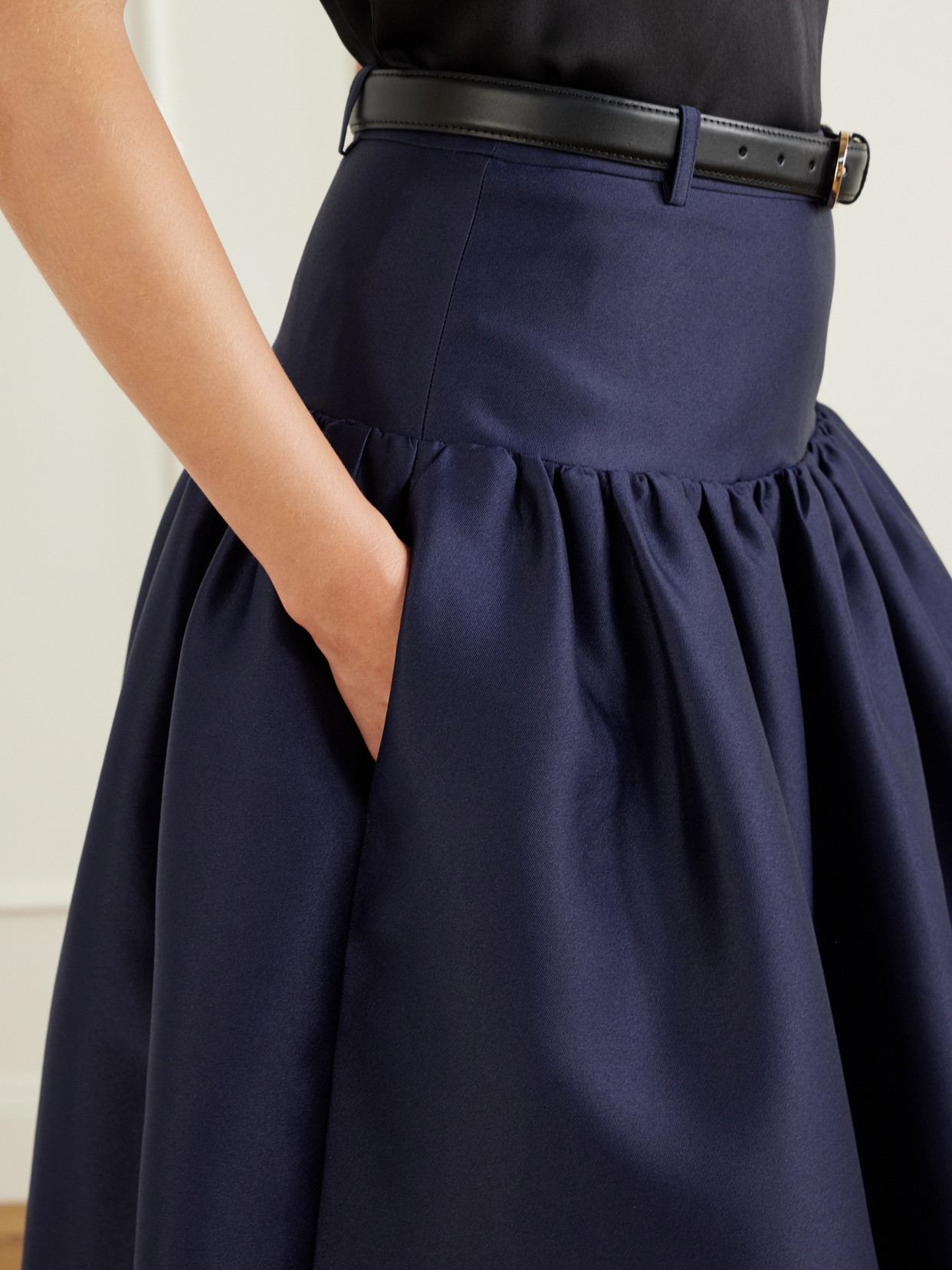Gathered Taffeta Midi