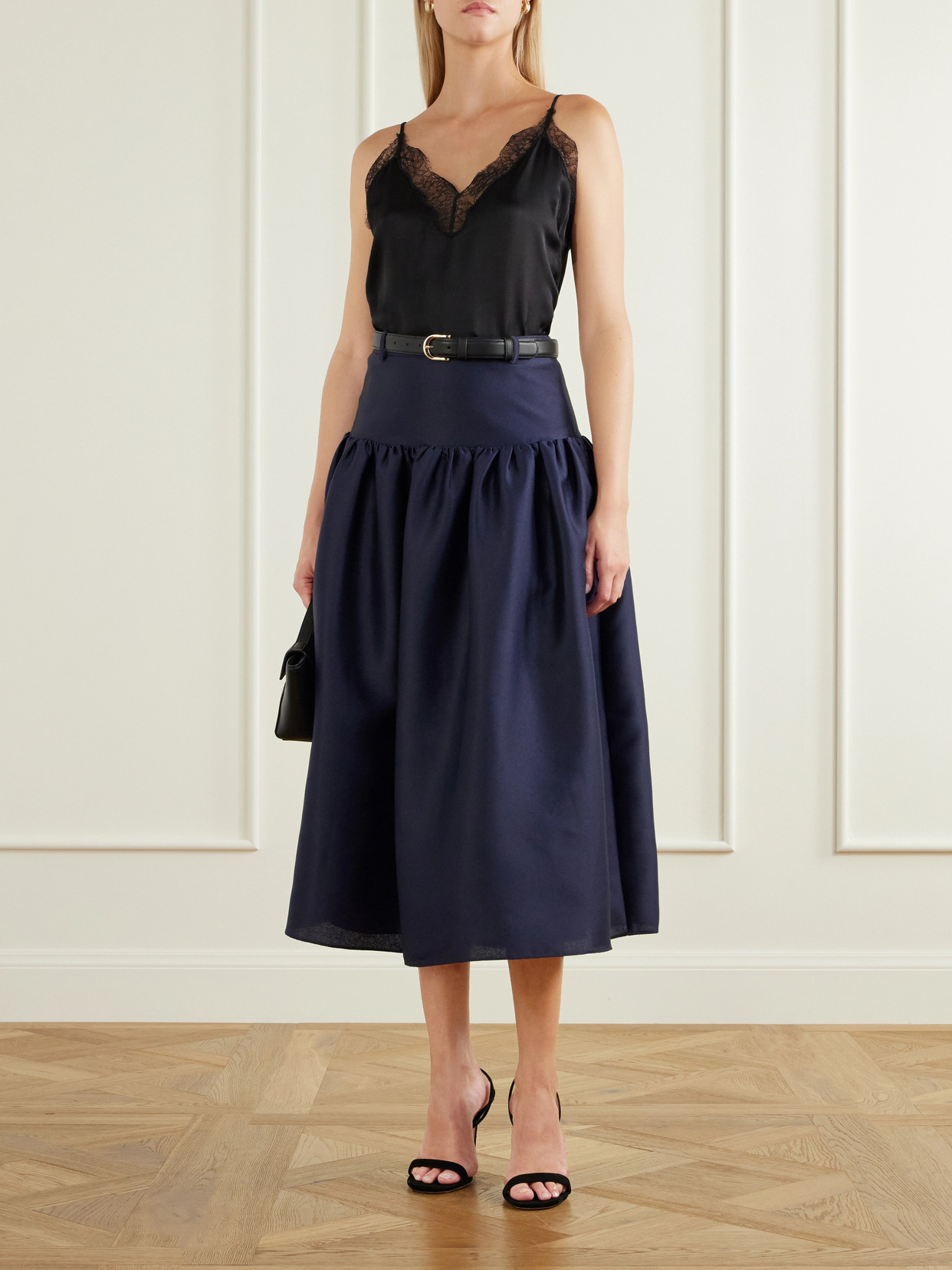 Gathered Taffeta Midi