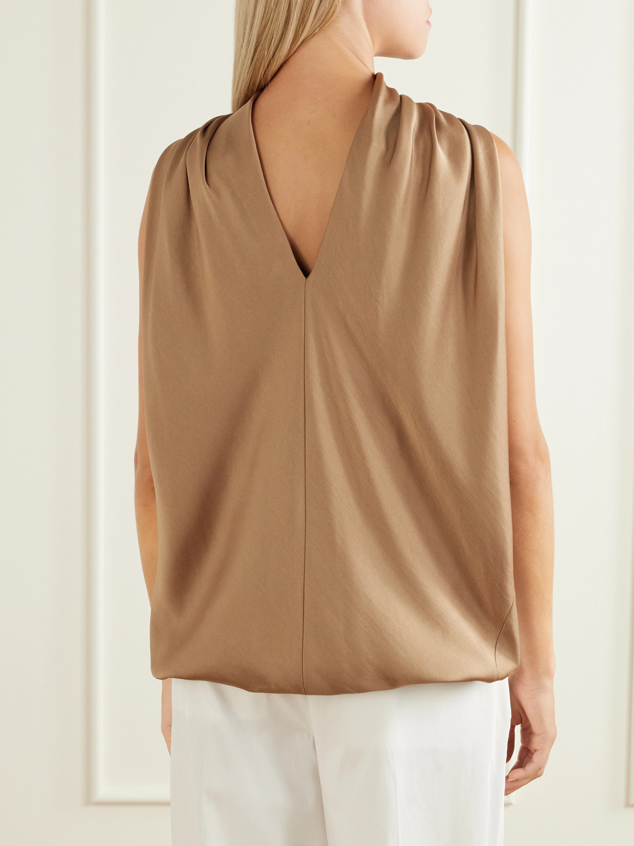 Scarlett Gathered Satin Cape Top
