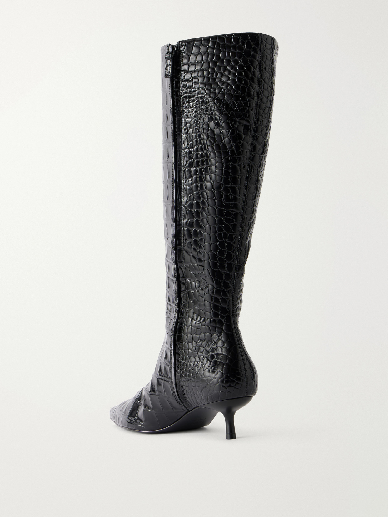Janine Croc-Effect Leather Knee Boots