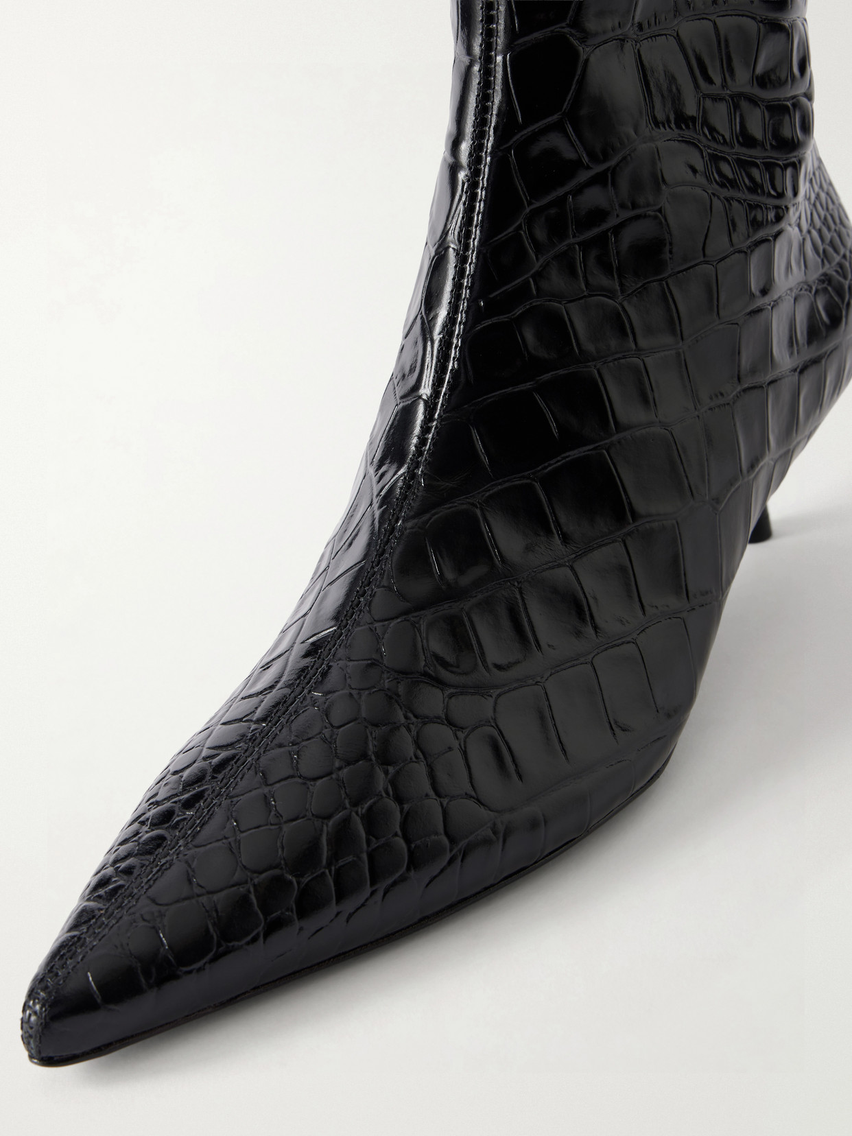 Janine Croc-Effect Leather Knee Boots