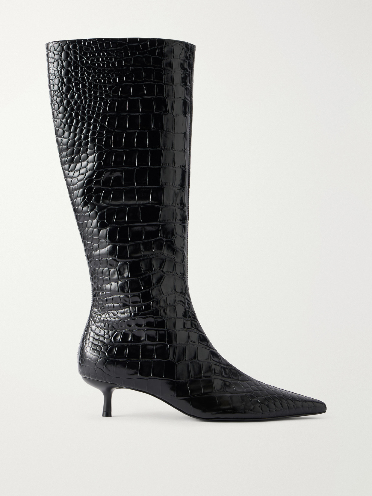 Janine Croc-Effect Leather Knee Boots