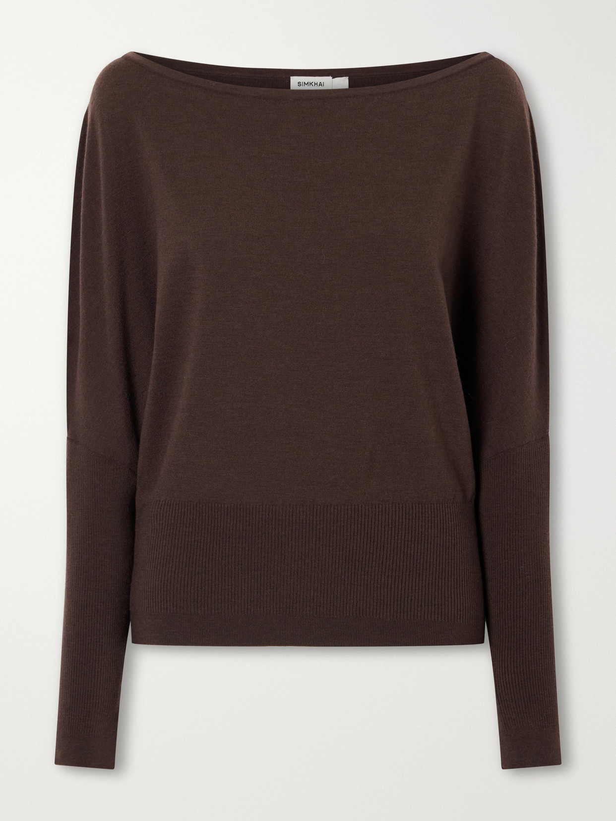 Lavina Off-The-Shoulder Ribbed-Detailed Wool-Blend Sweater