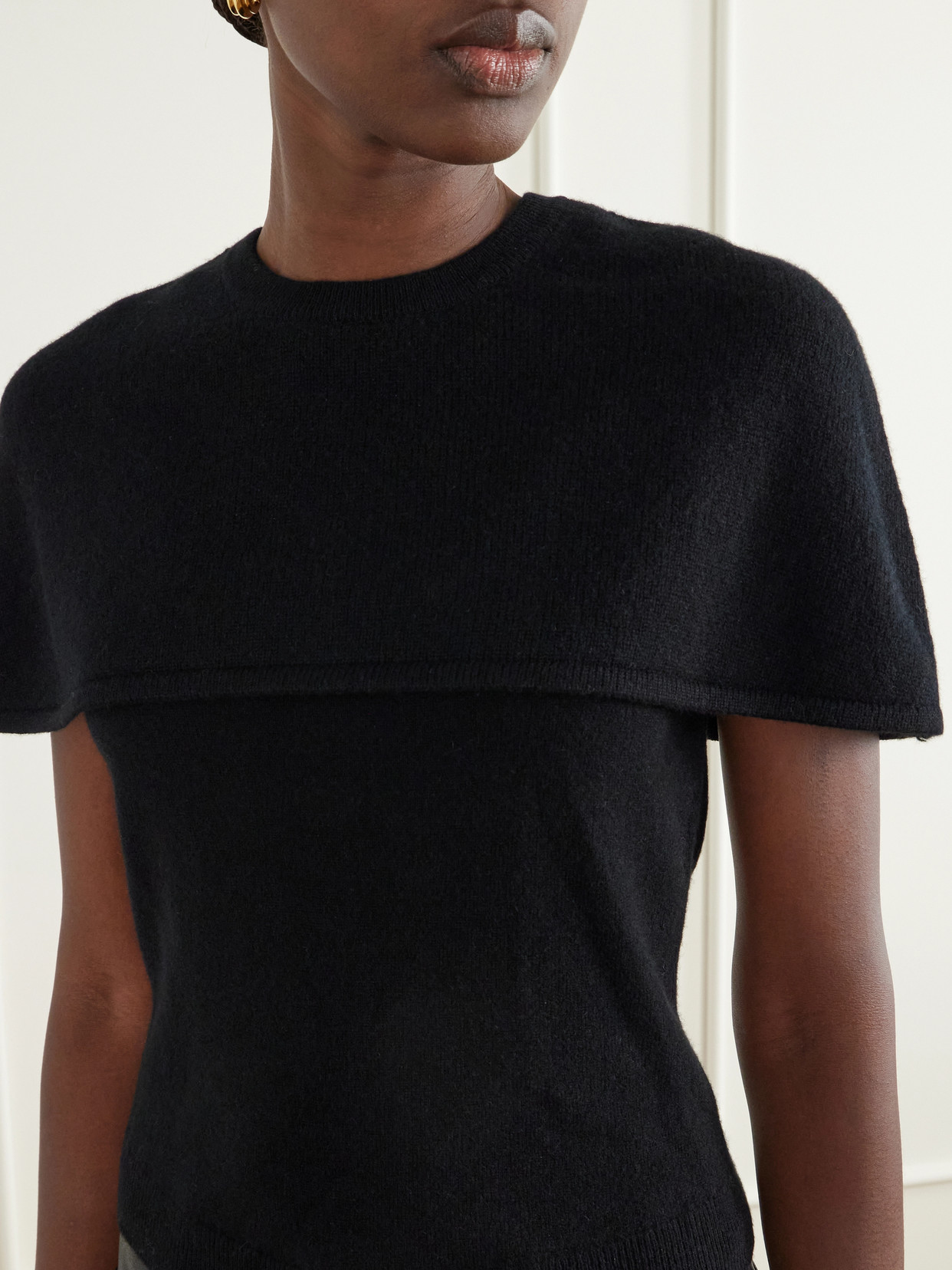 Yuki Cape-Effect Cashmere Top