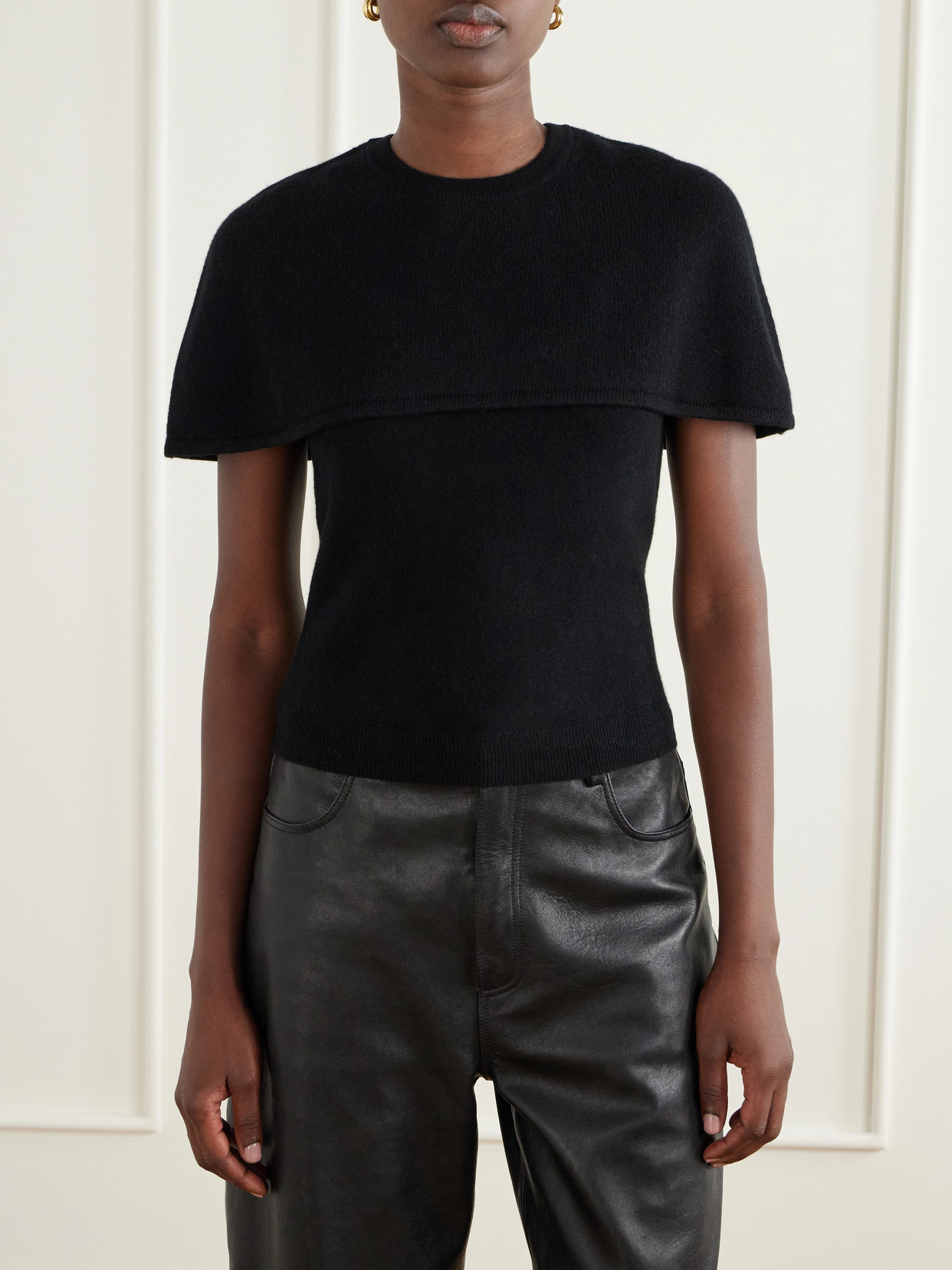 Yuki Cape-Effect Cashmere Top
