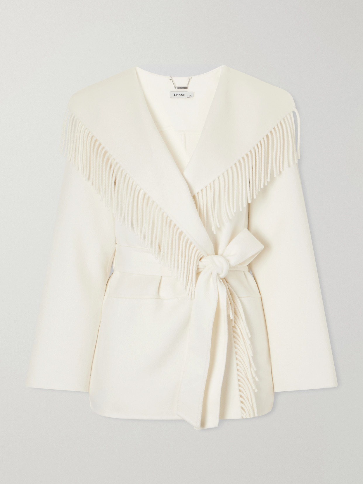 Rowen Belted Fringed Wool-Blend Jacket