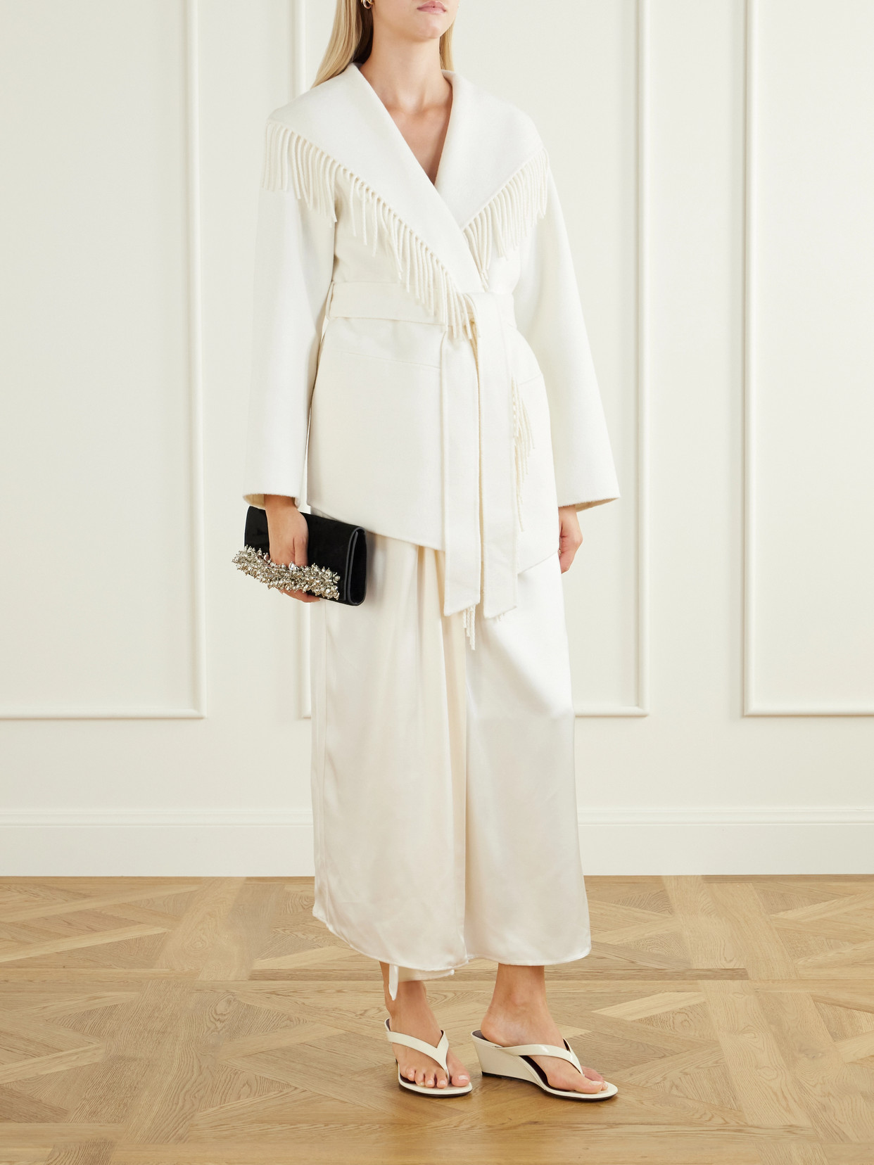 Rowen Belted Fringed Wool-Blend Jacket