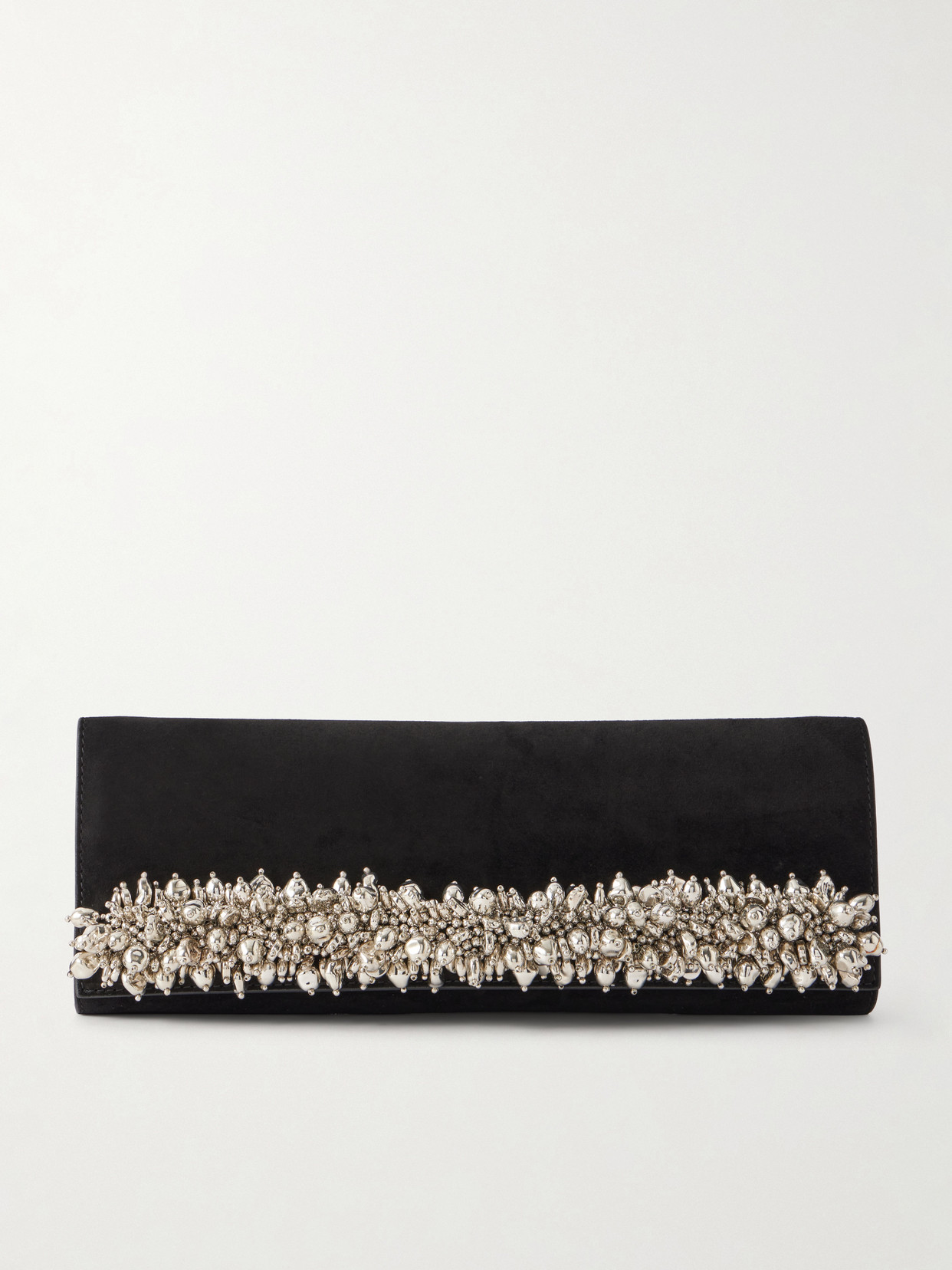 Simkhai River East West Bead-embellished Suede Clutch In Black