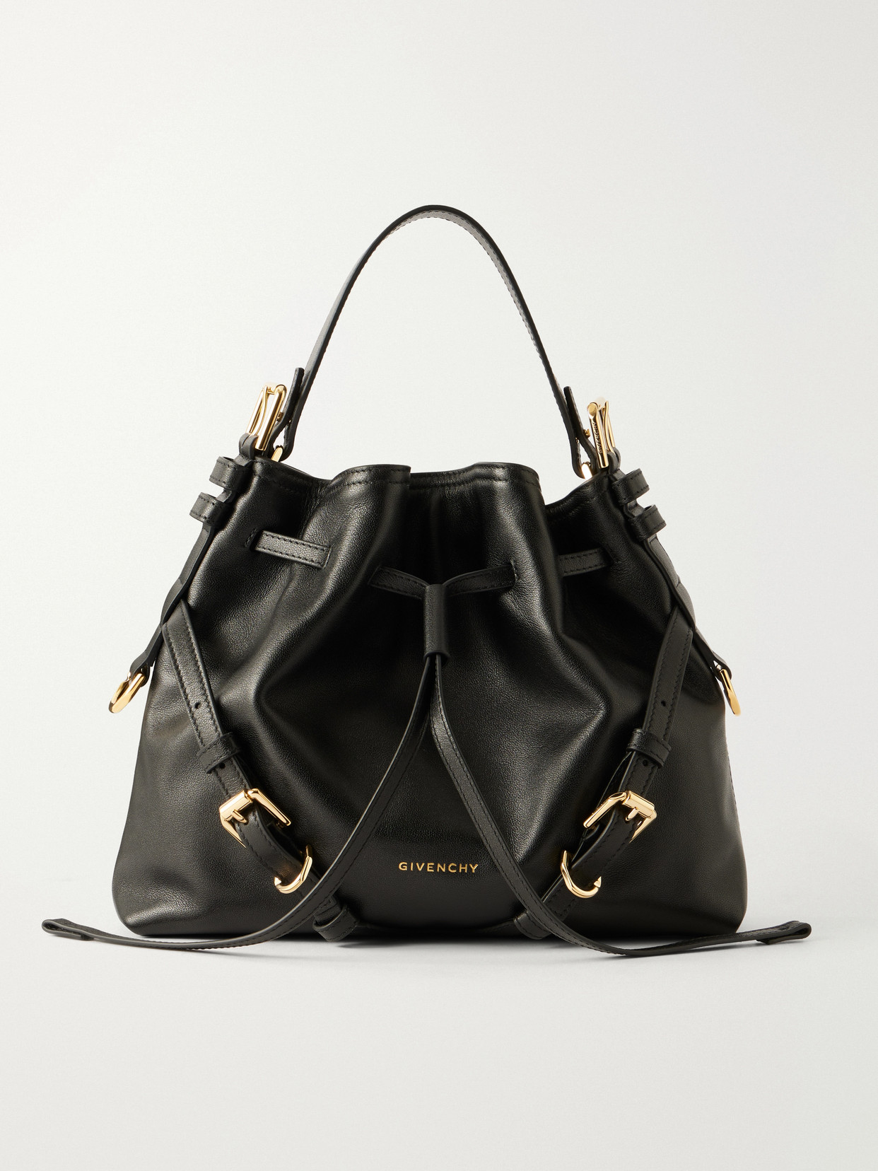 Givenchy Voyou Small Embellished Leather Bucket Bag In Black
