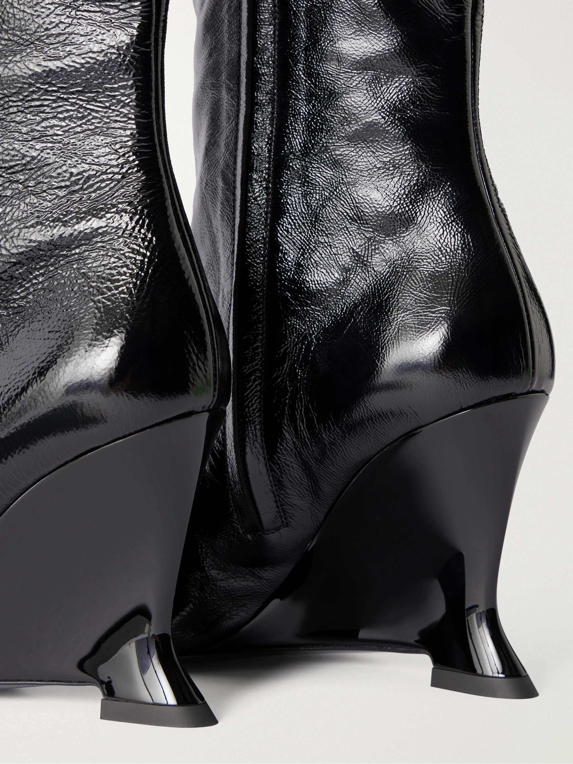 BALMAIN Crinkled-leather knee boots | NET-A-PORTER