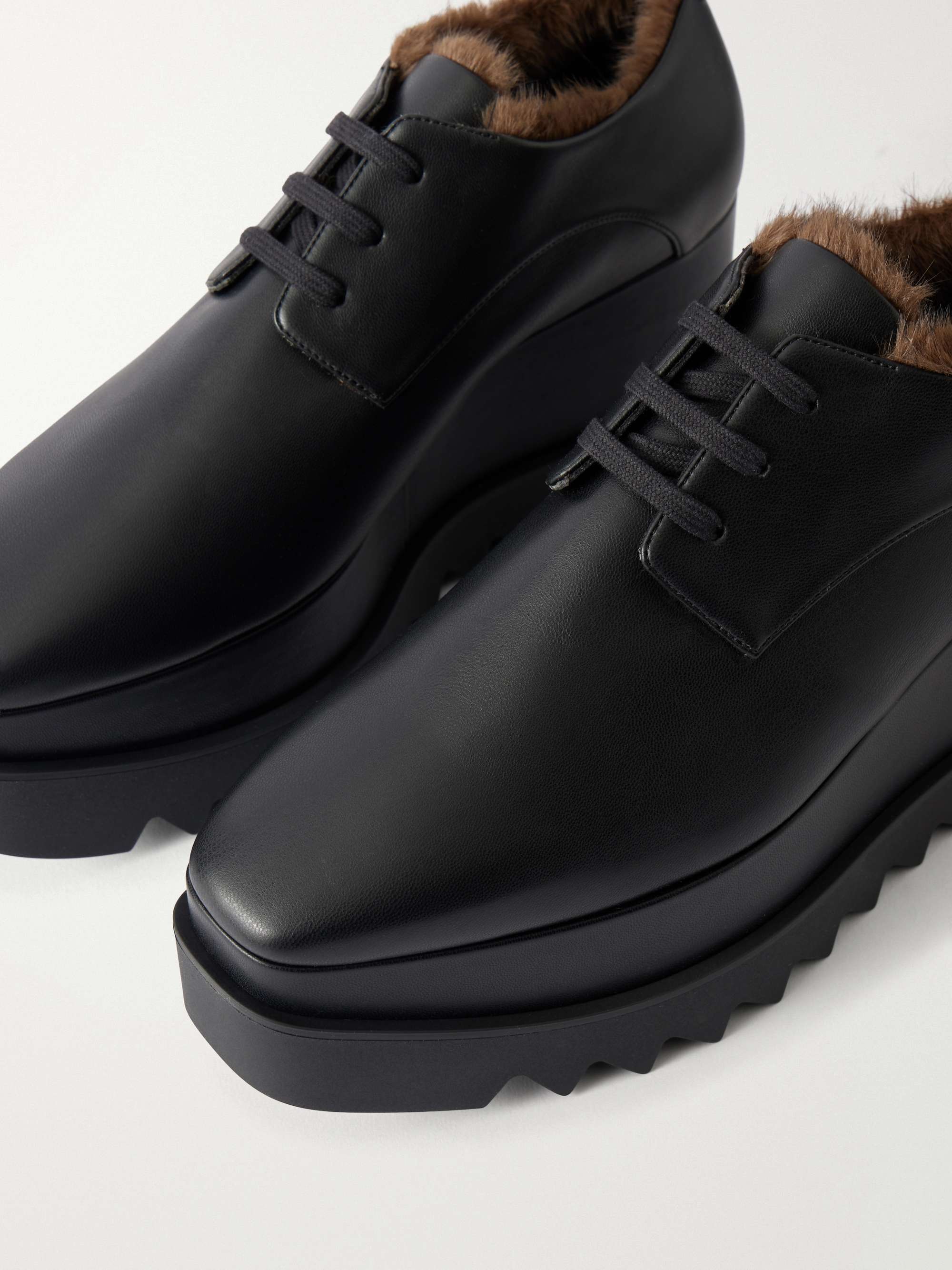 STELLA MCCARTNEY Elyse plush-trimmed vegan material platform