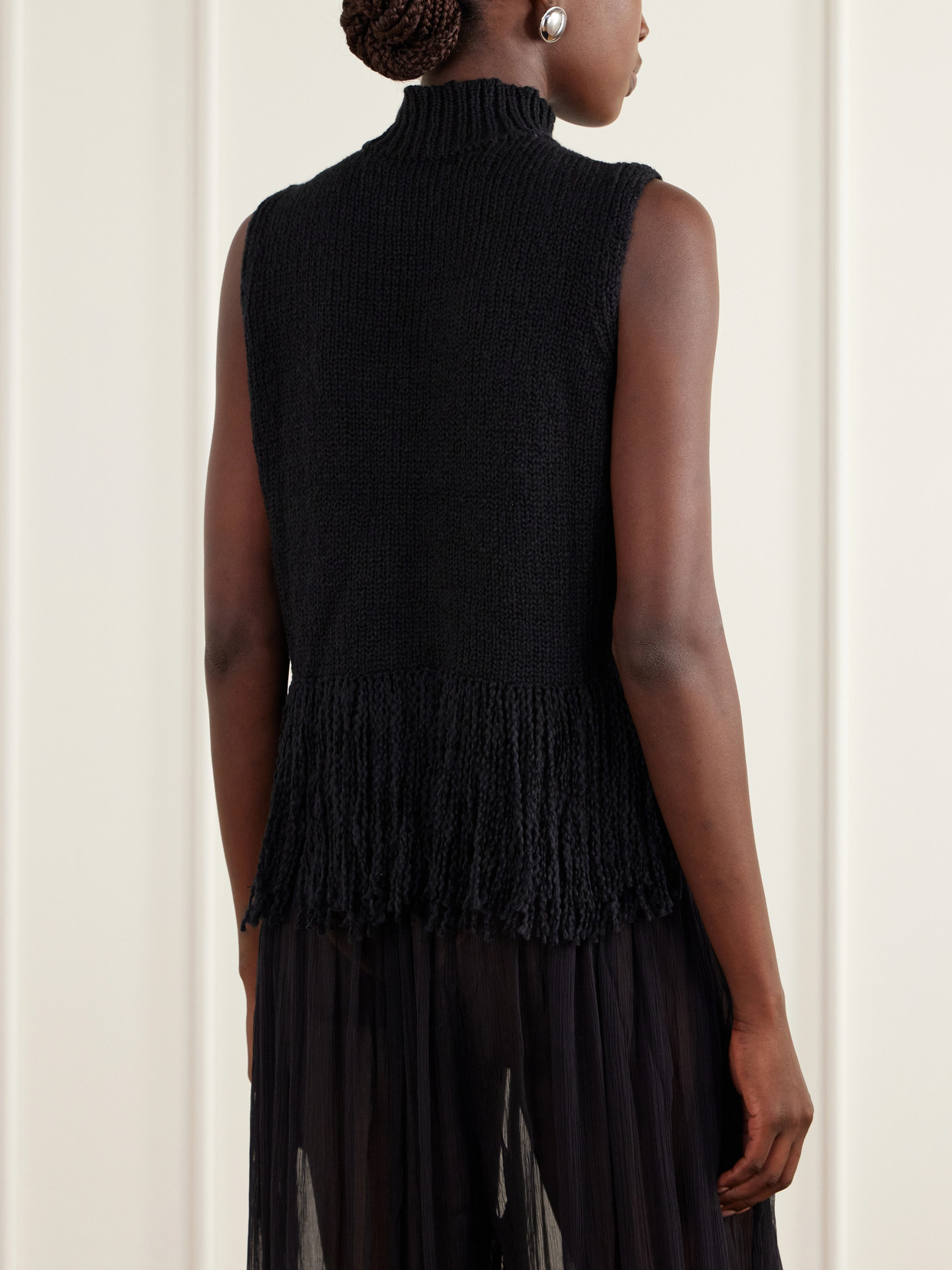 Sonia Onyx Fringed Turtleneck Cotton Sweater