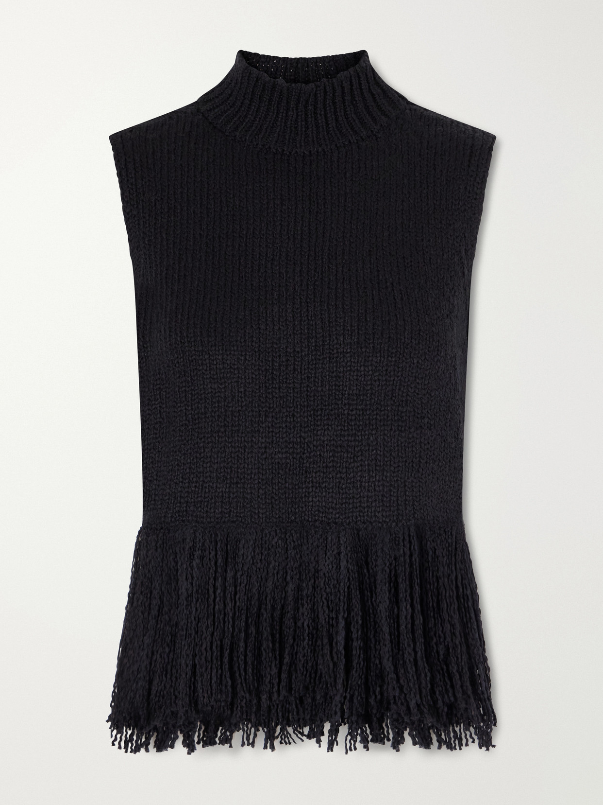 Sonia Onyx Fringed Turtleneck Cotton Sweater