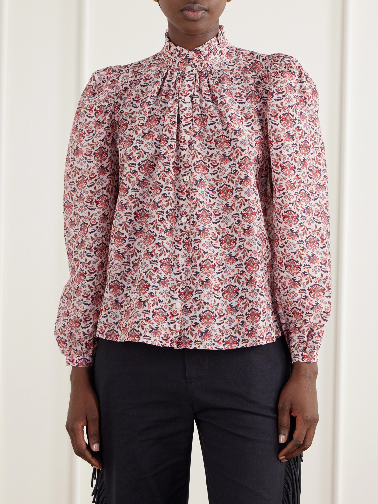 Annabel Printed Cotton And Silk-Blend Blouse
