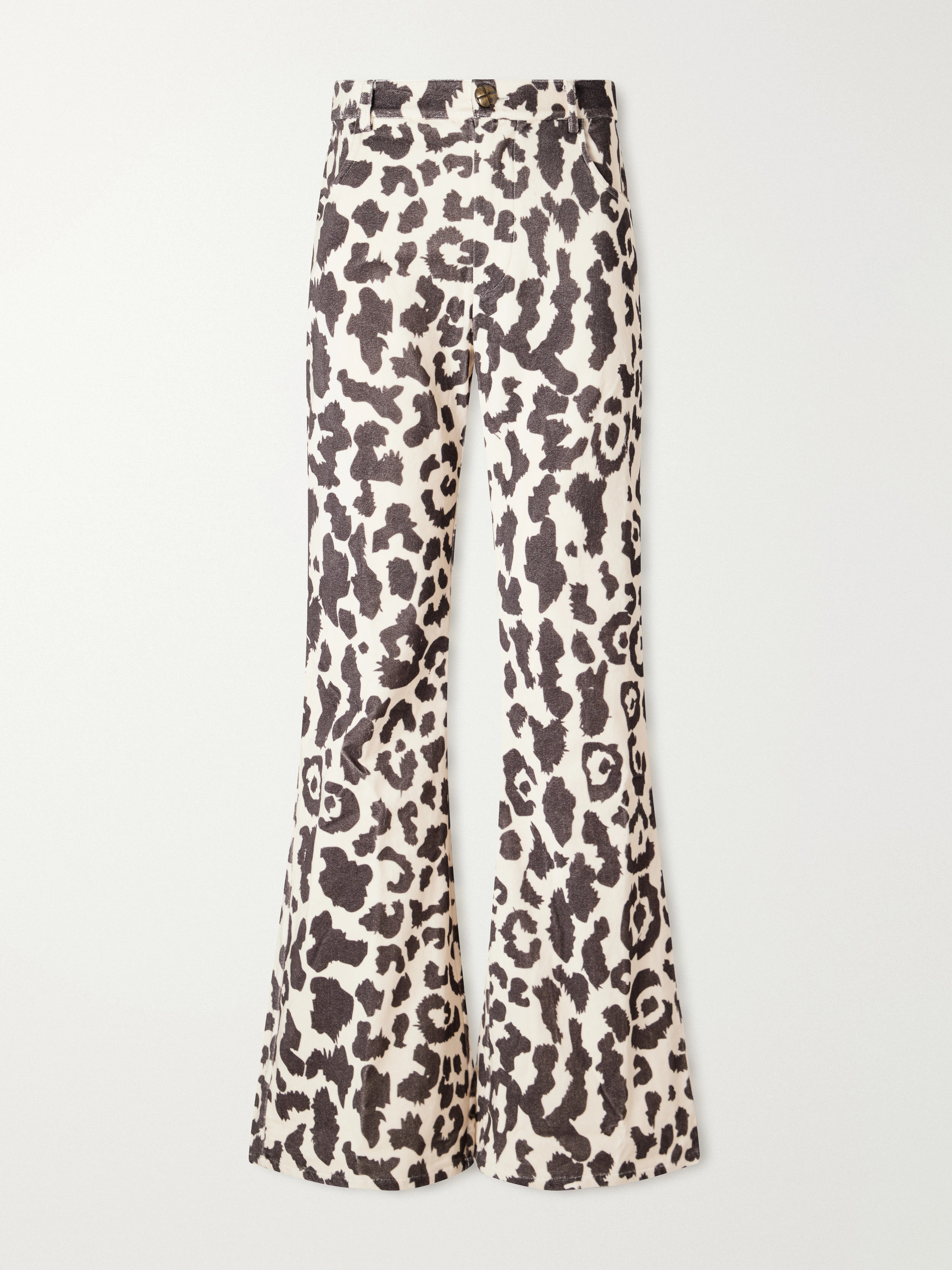 Alix Of Bohemia Bunny Leopard Steppe cotton-velvet high-rise flared jeans