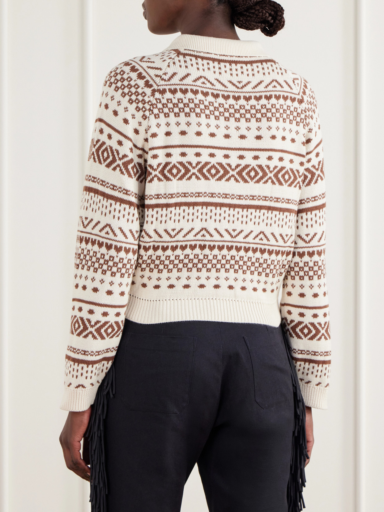 Liza Frost Fair Isle Cotton Polo Sweater
