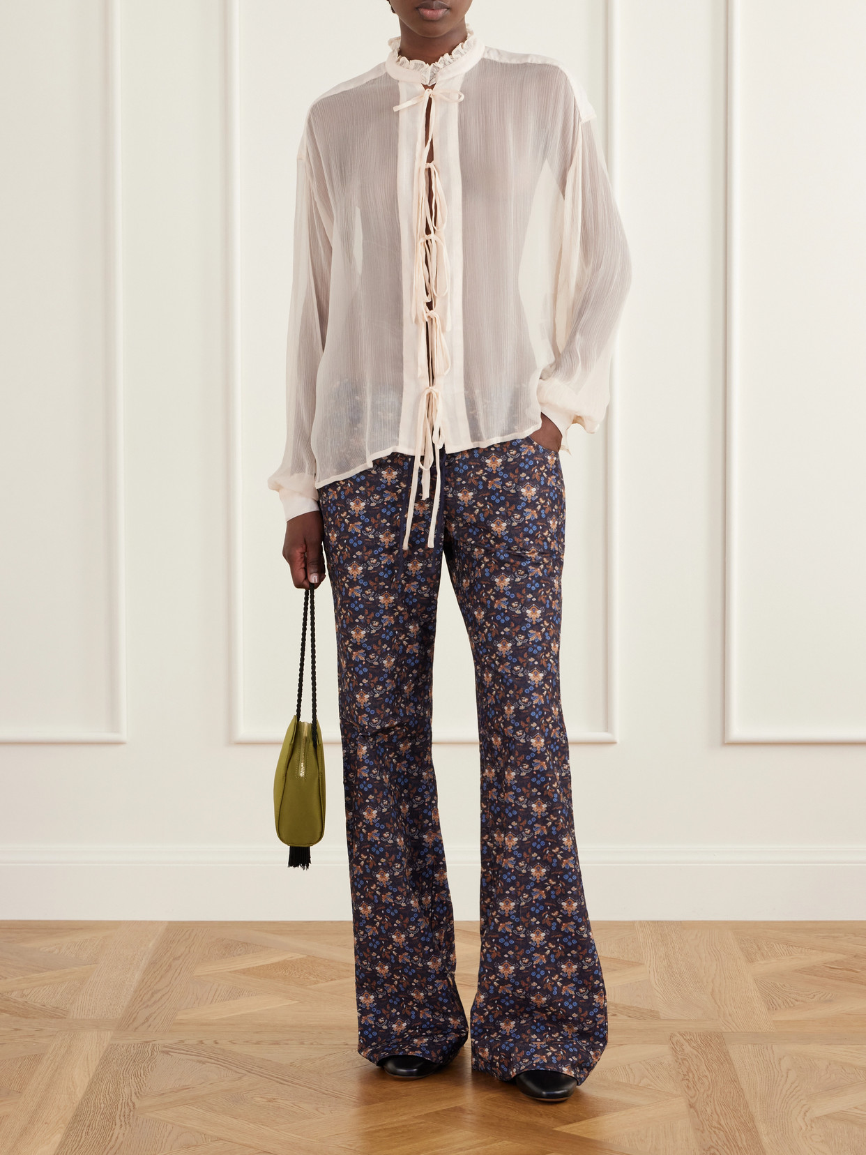 Willa Lace-Up Gauze Blouse