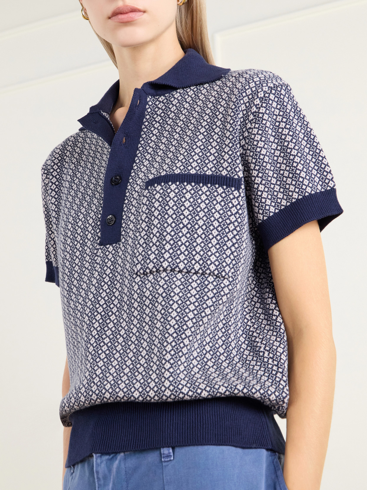 Lessi Jacquard-Knit Cotton Polo