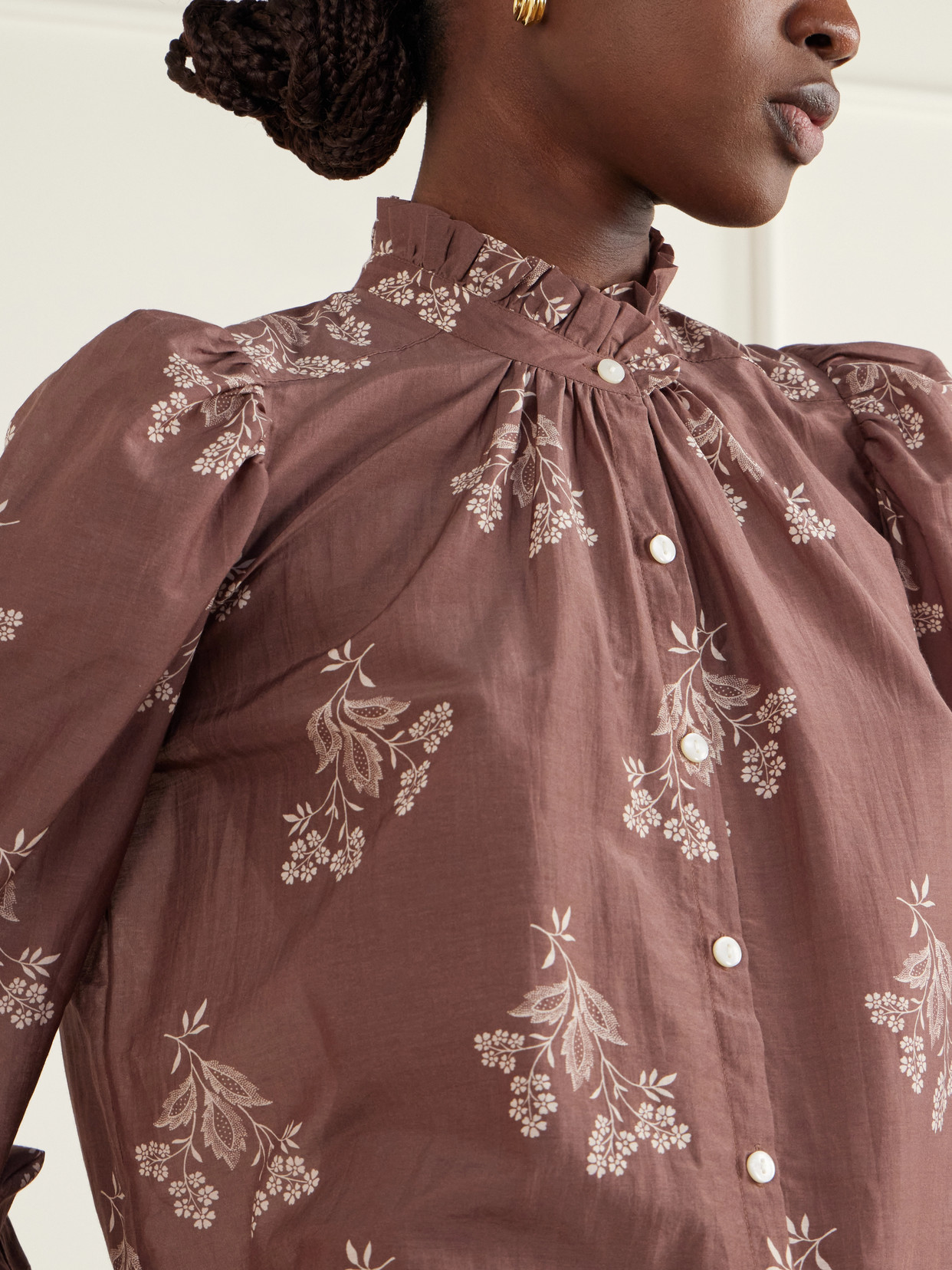 Annabel Printed Cotton And Silk-Blend Blouse
