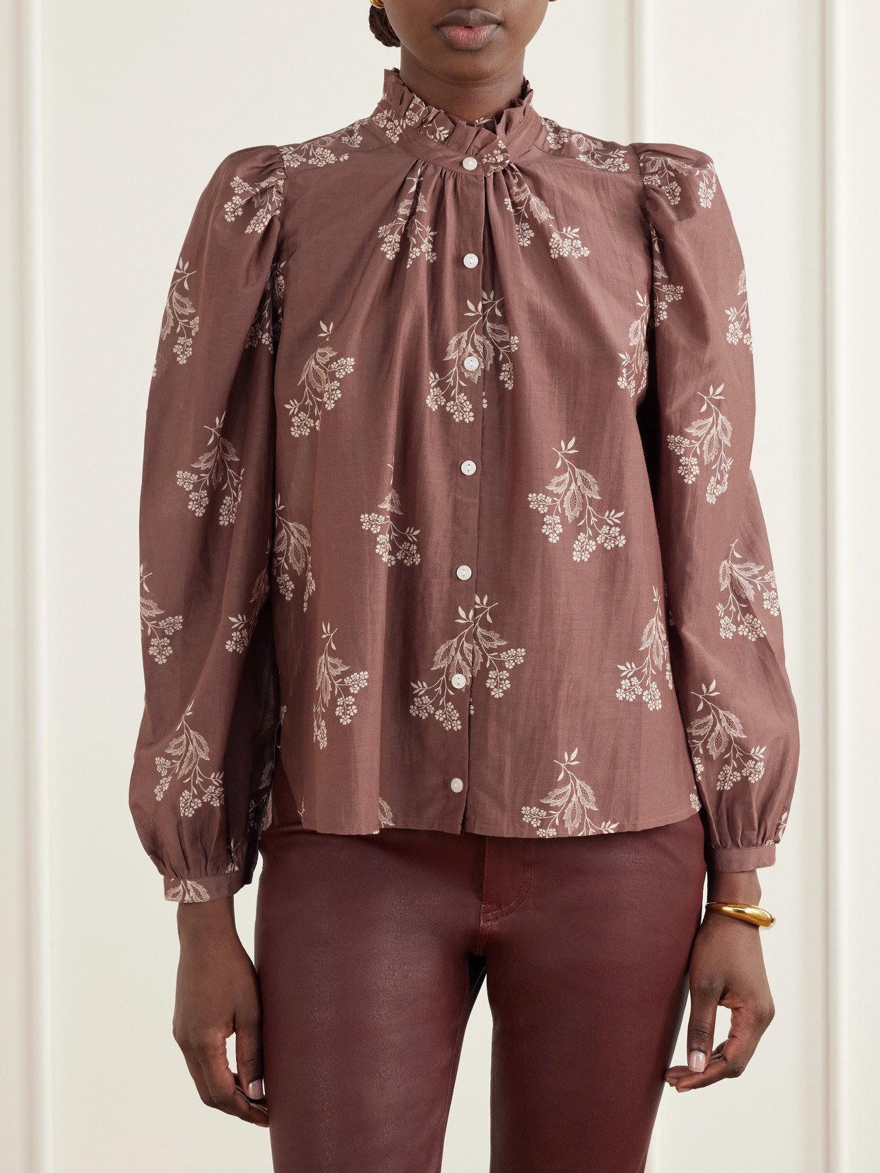 Annabel Printed Cotton And Silk-Blend Blouse