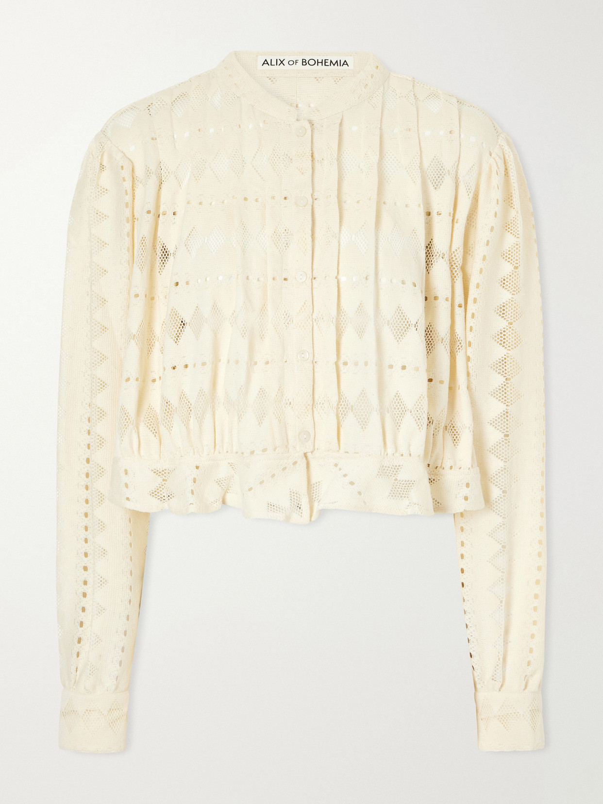 Ryland Cropped Cotton-Corded Lace Blouse