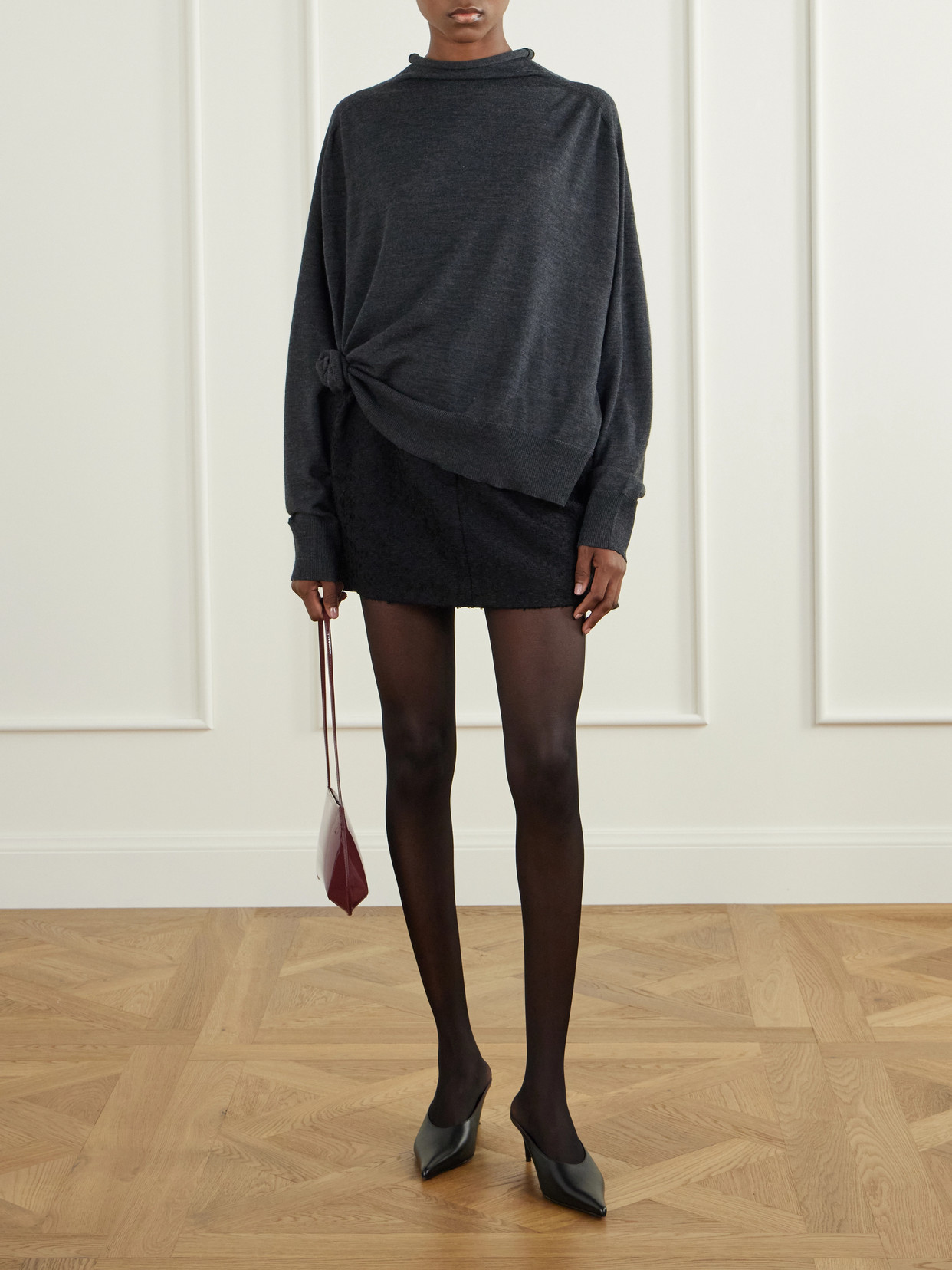 Knot-Detail Wool Turtleneck Sweater
